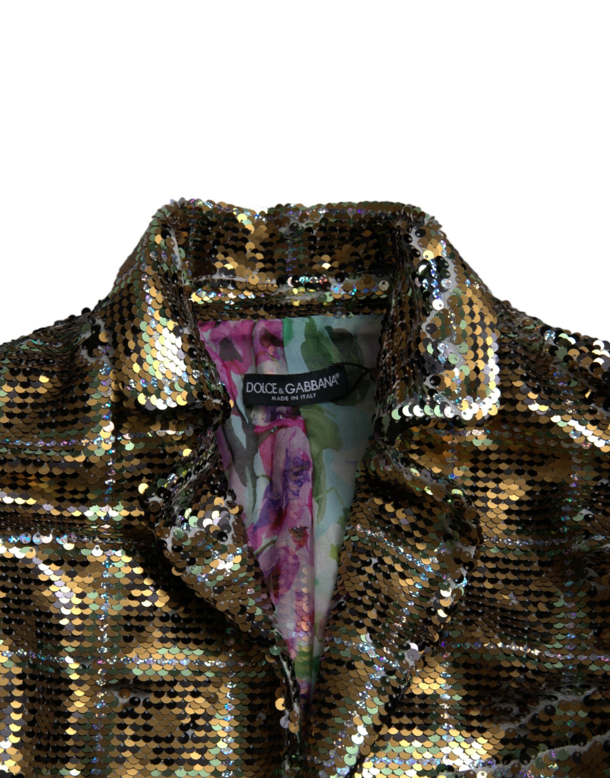 Multicolor Polyester Sequined Cropped Jacket - ventzia