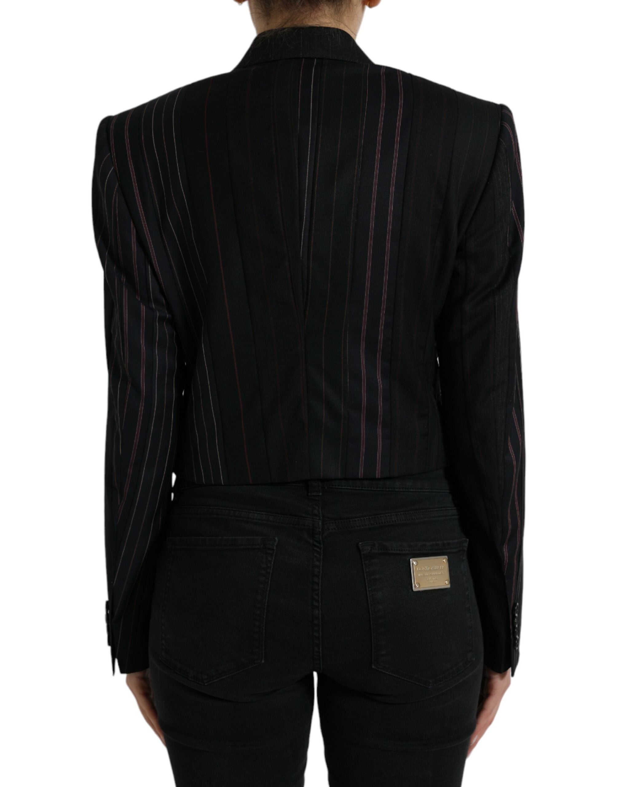 Black Striped SICILIA Double Breasted Jacket - ventzia