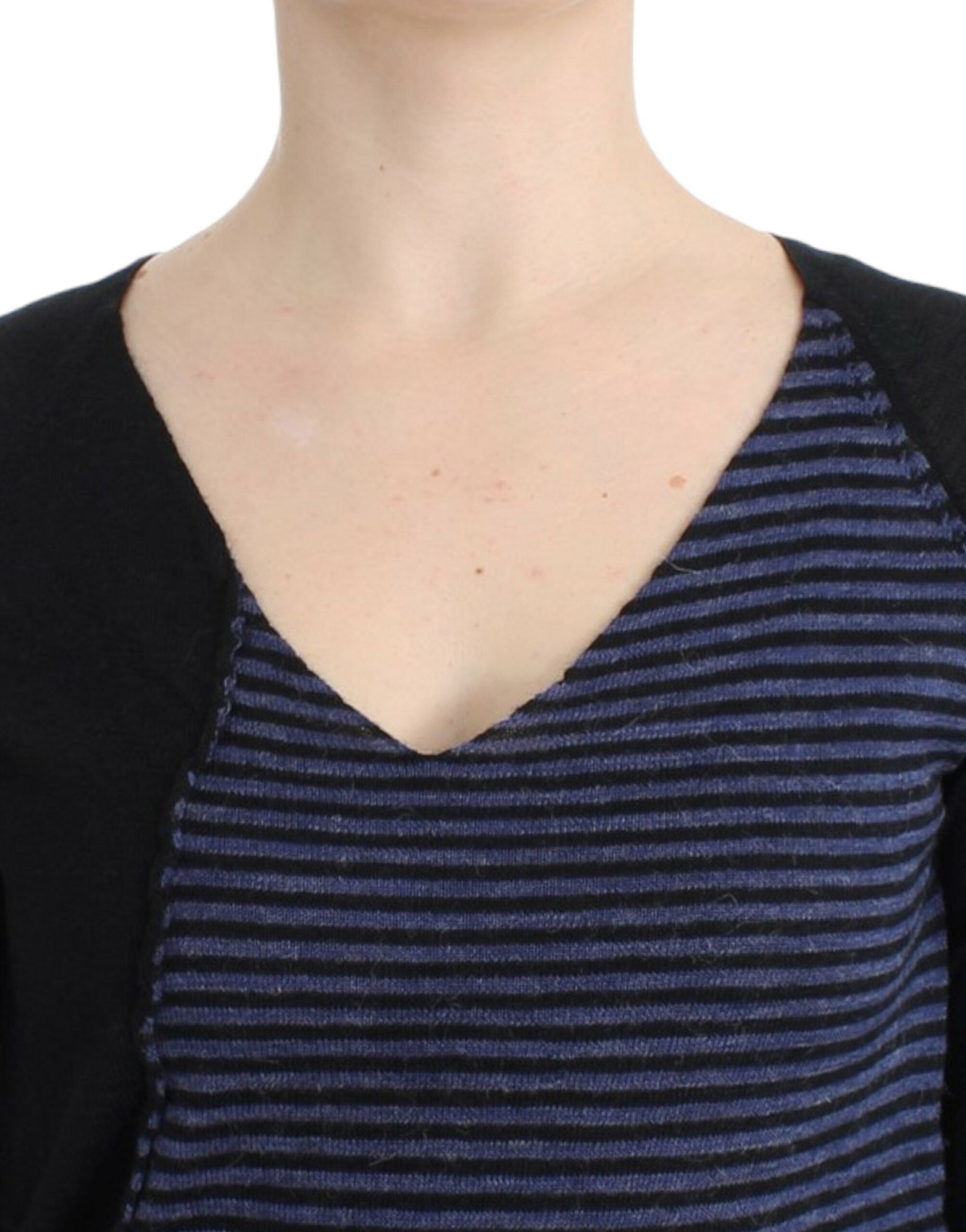 Chic Striped V-Neck Wool Blend Sweater - ventzia