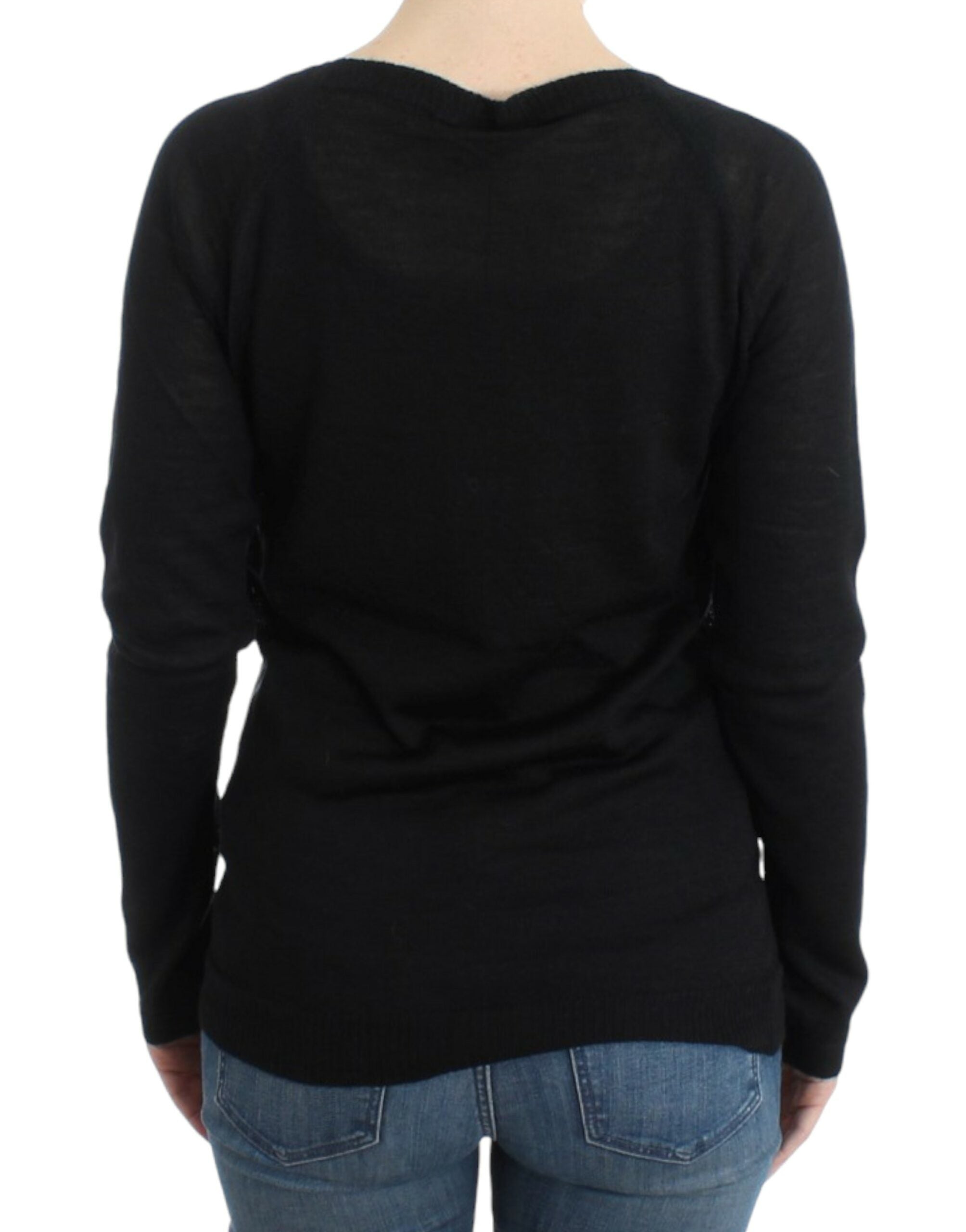 Chic Striped V-Neck Wool Blend Sweater - ventzia