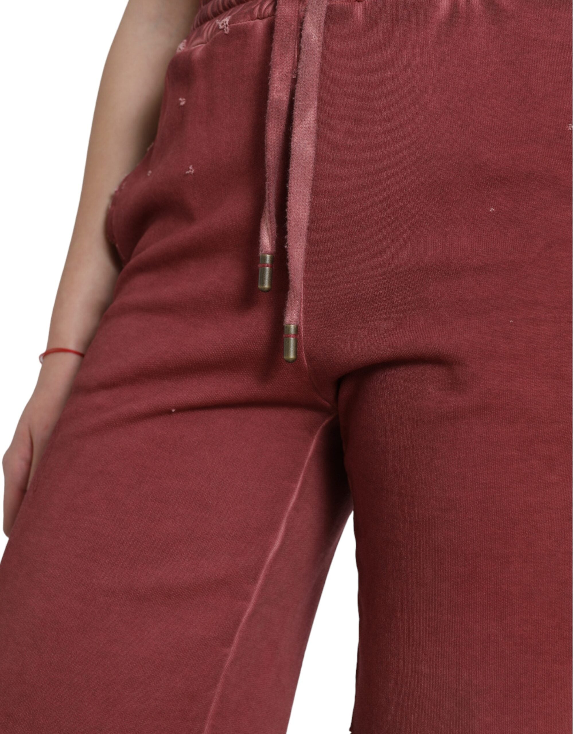 Maroon Cotton High Waist Sweatshorts Shorts - ventzia
