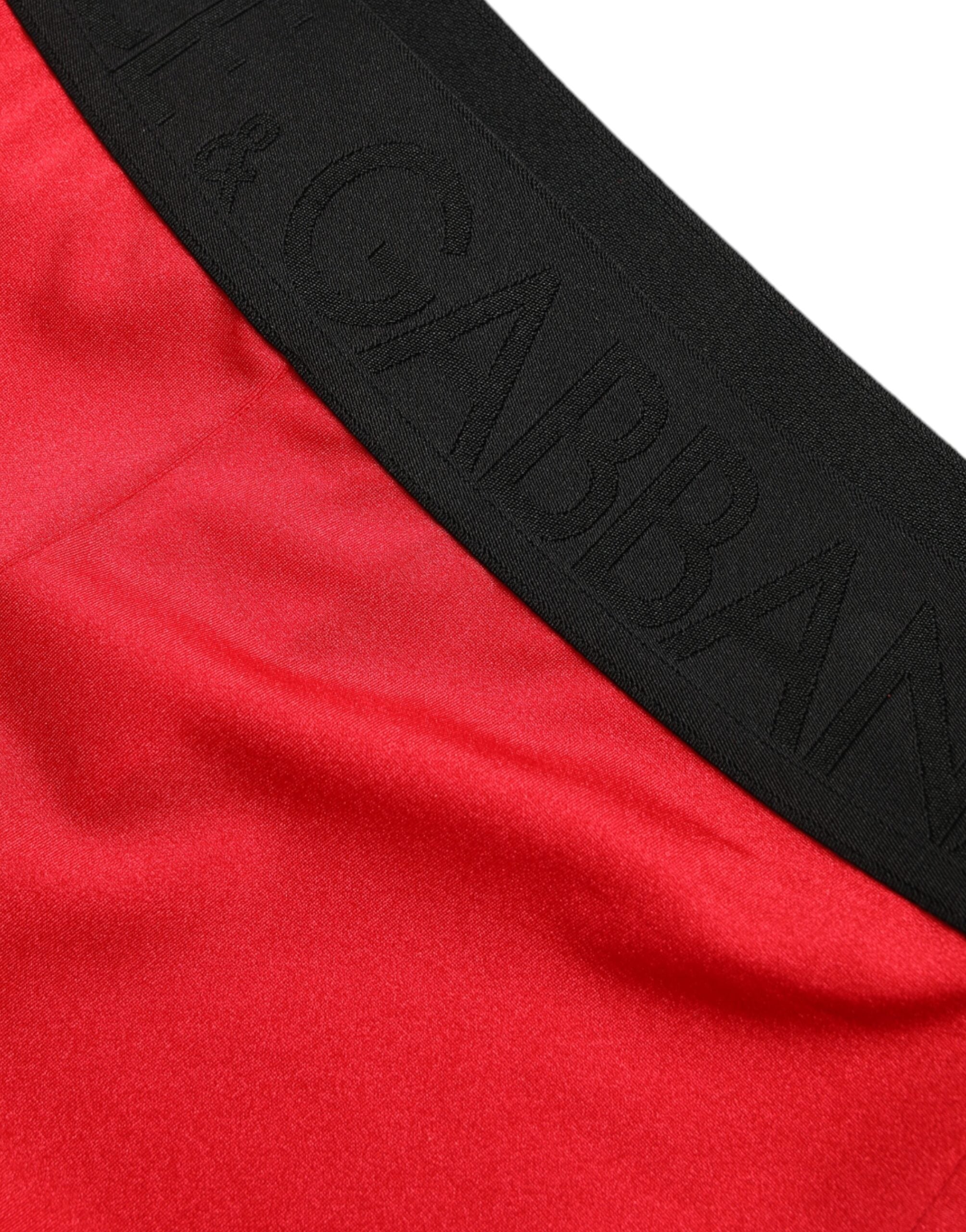 Red Nylon DG Logo Slim Leggings Pants - ventzia