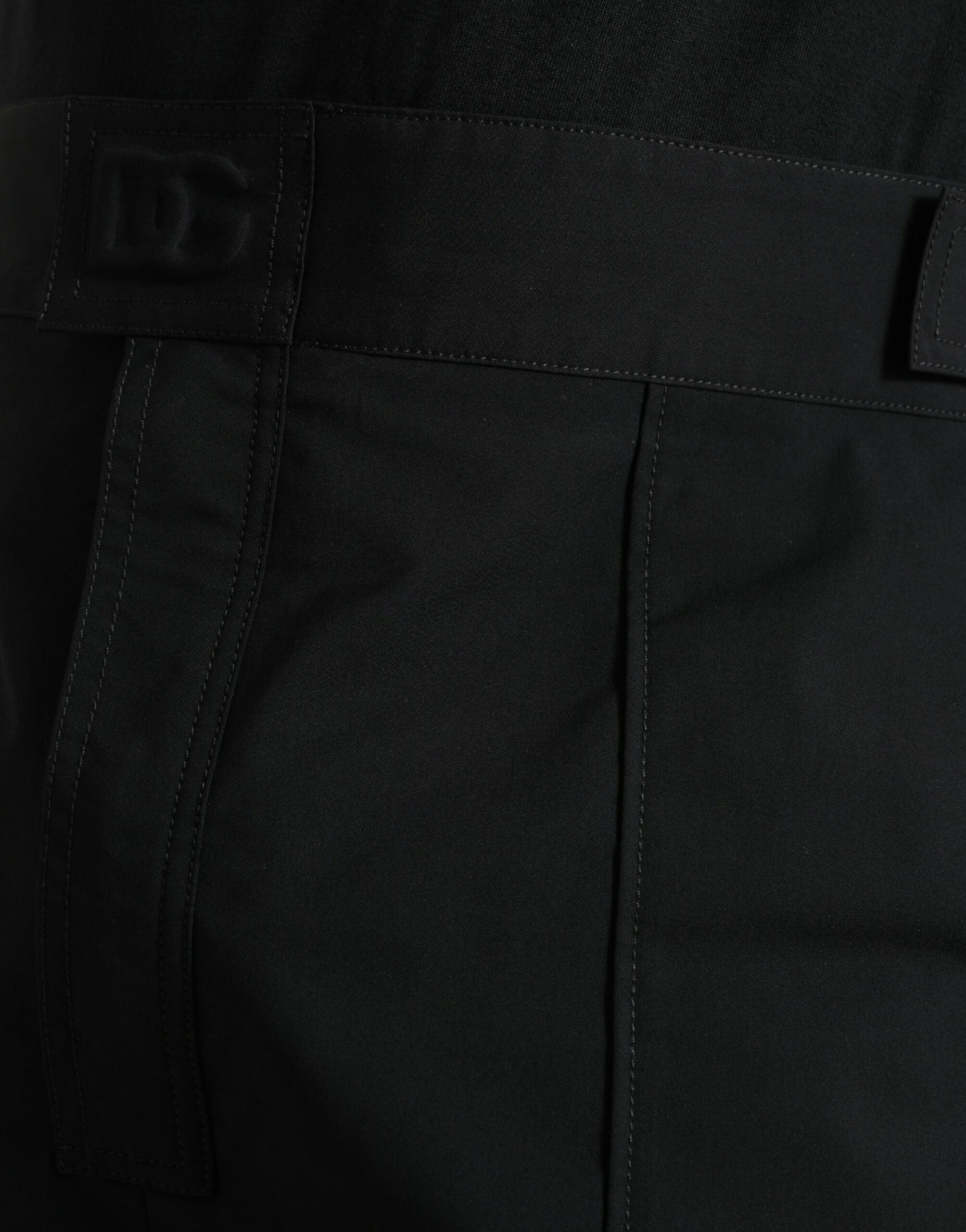 Black Polyester Logo Straight Pants - ventzia
