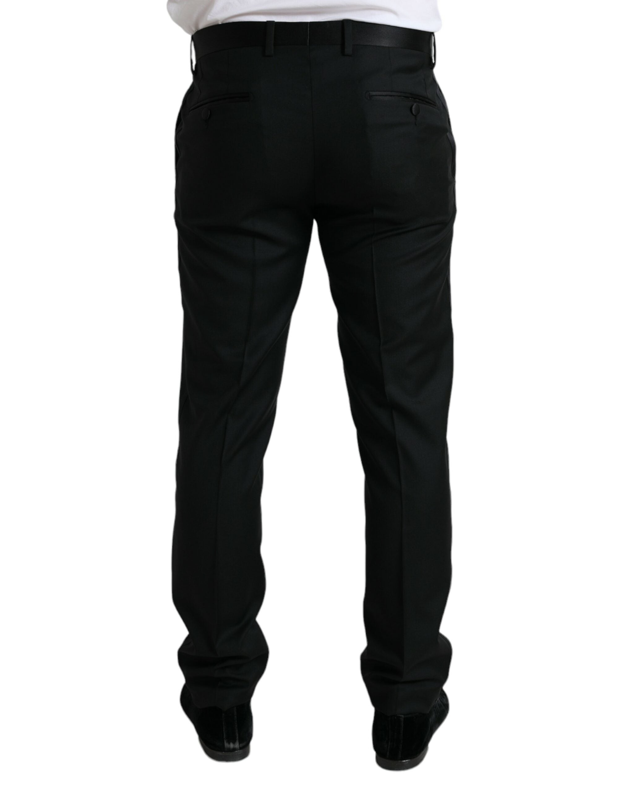 Black Wool Slim Fit Formal Trouser Dress Pants - ventzia