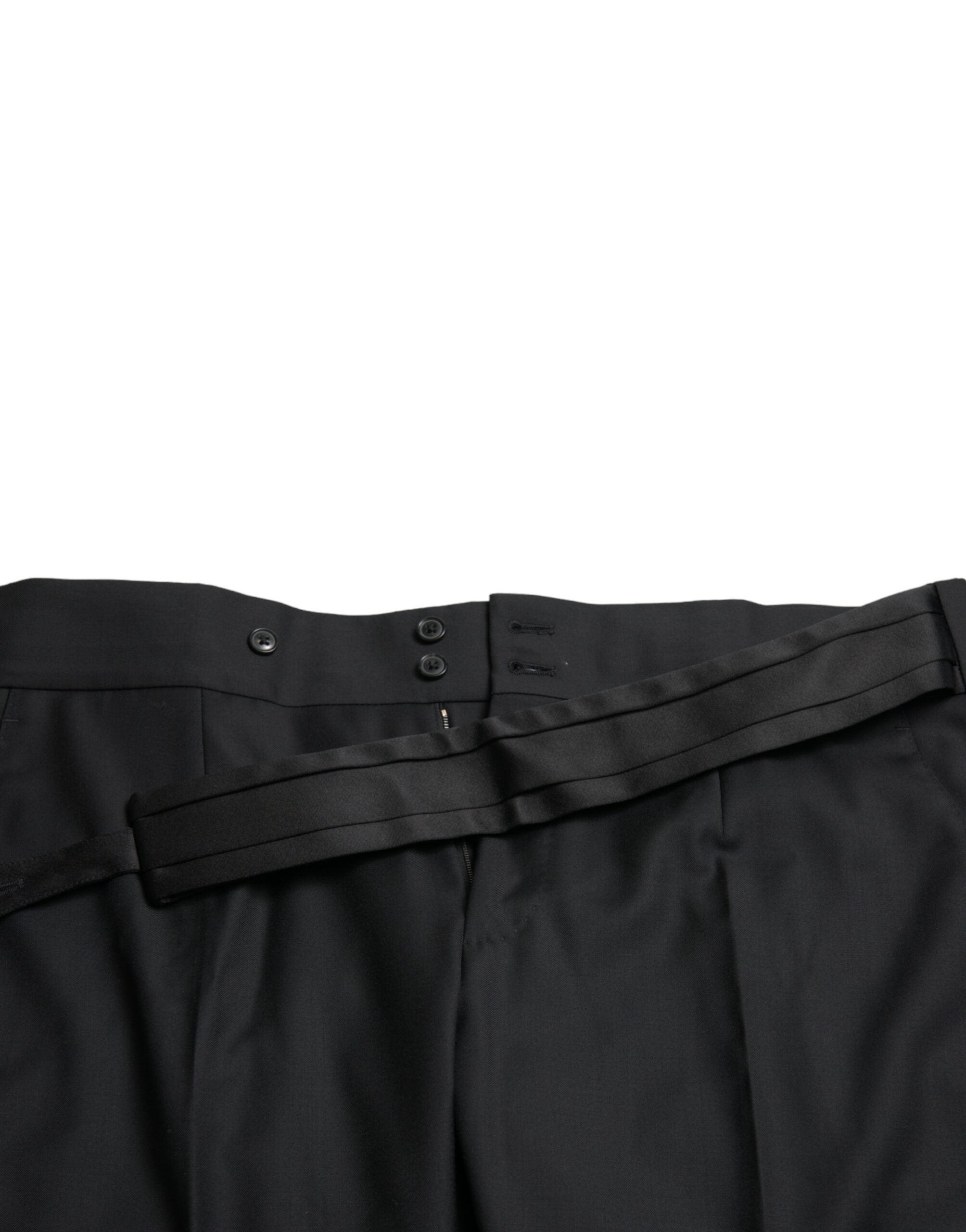 Black Wool Slim Fit Formal Trouser Dress Pants - ventzia