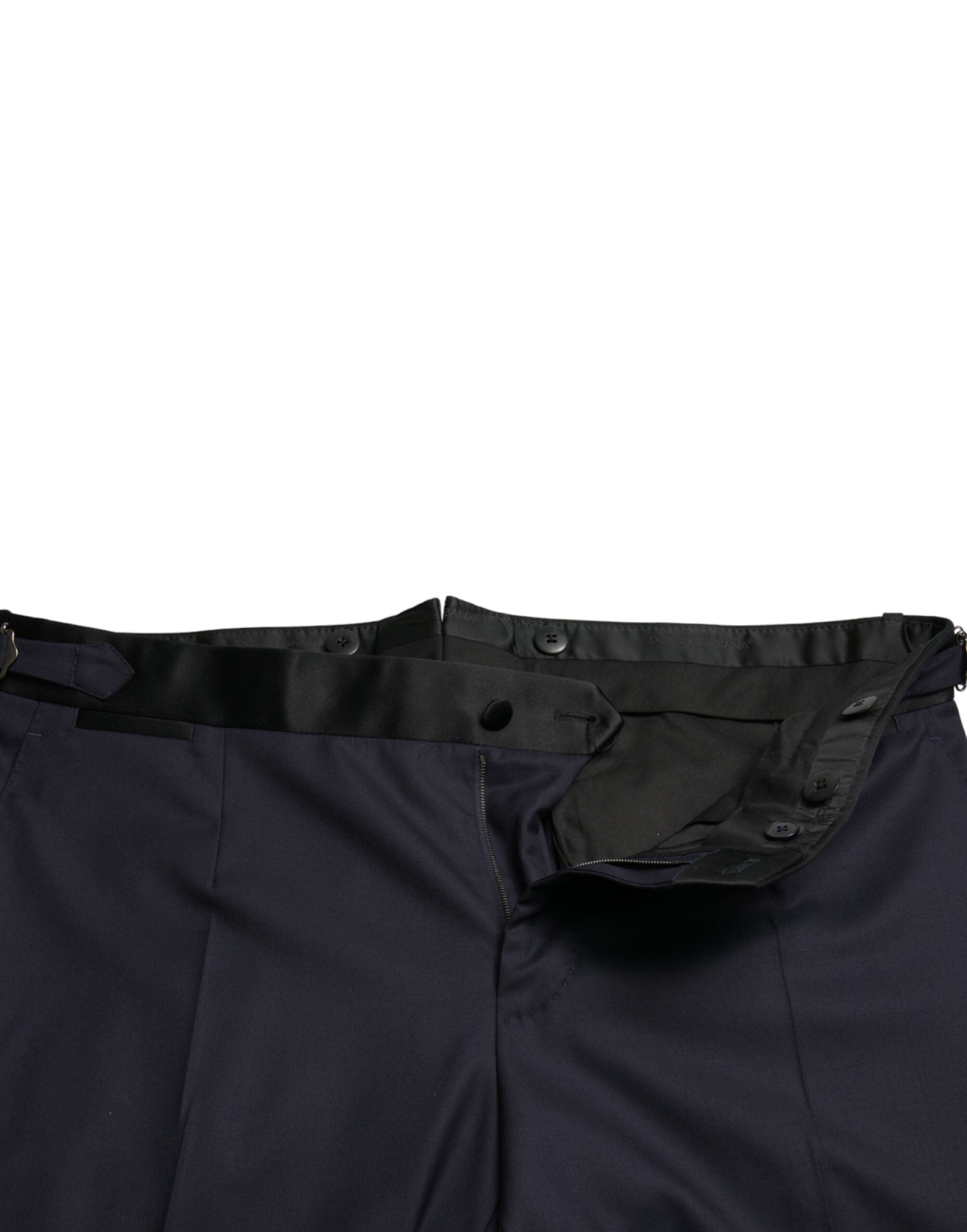 Blue Wool Cropped Tapered Pants - ventzia
