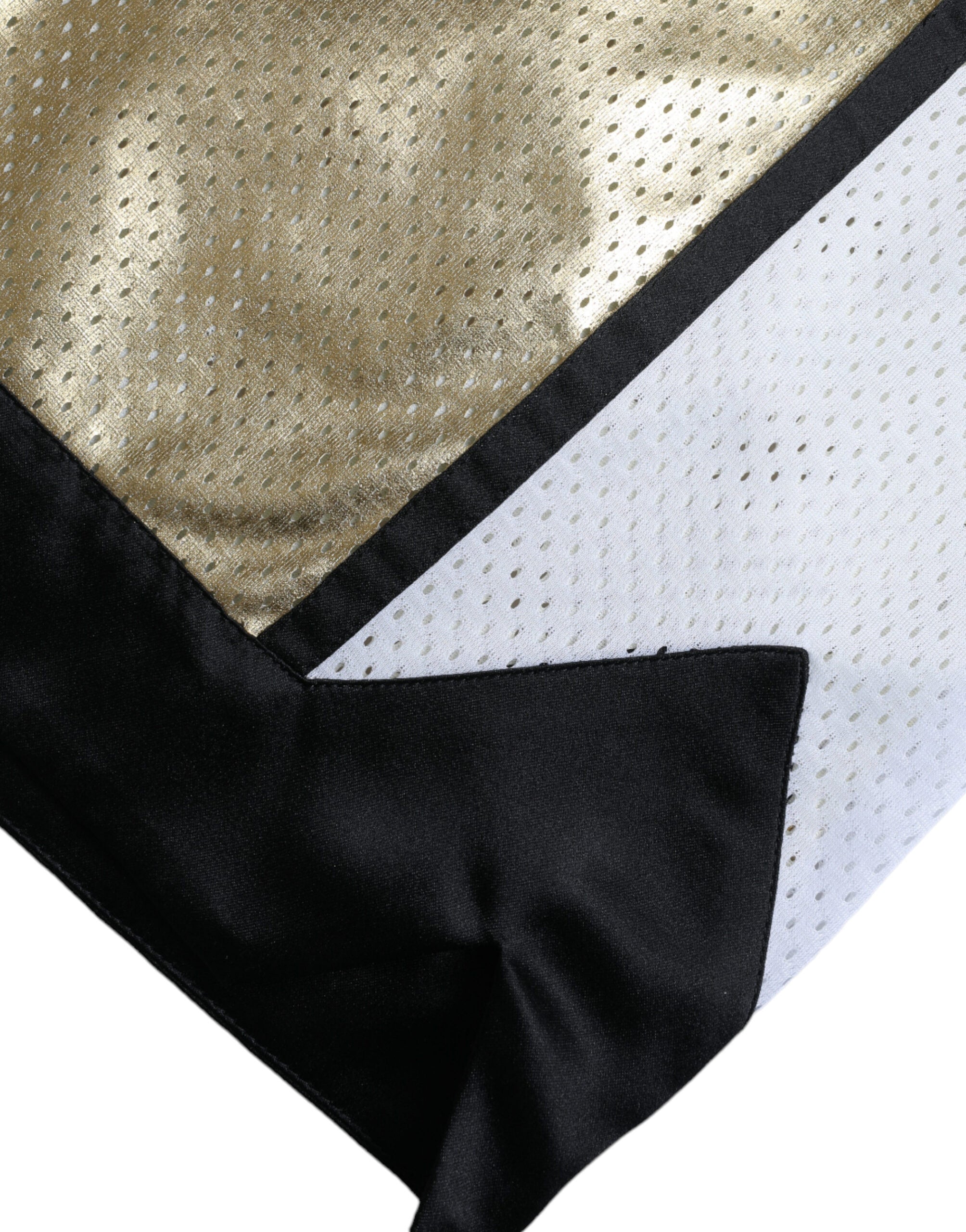 Gold Polyester Perforated High Waist Shorts - ventzia