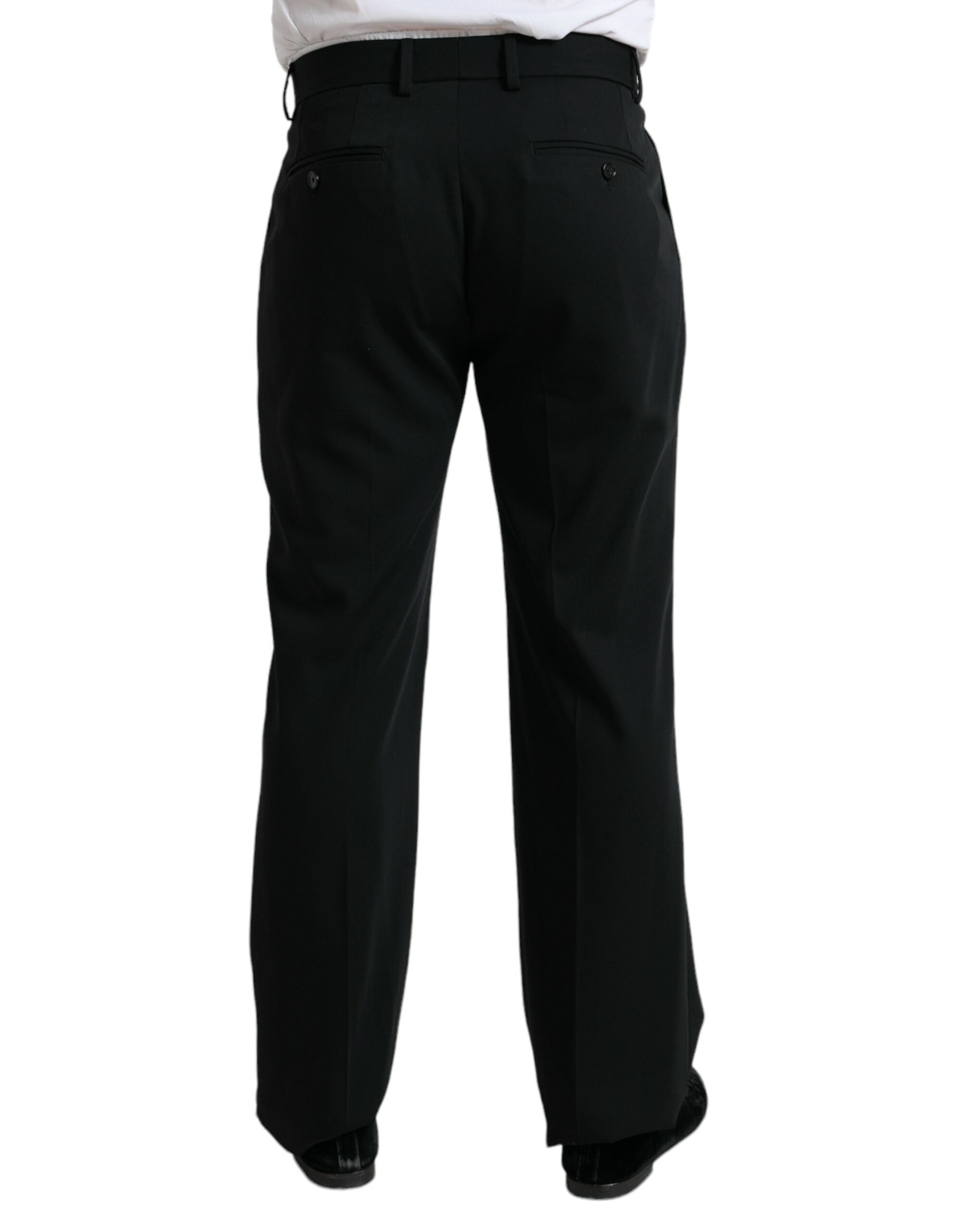 Black Wool Formal Straight Fit Dress Pants - ventzia