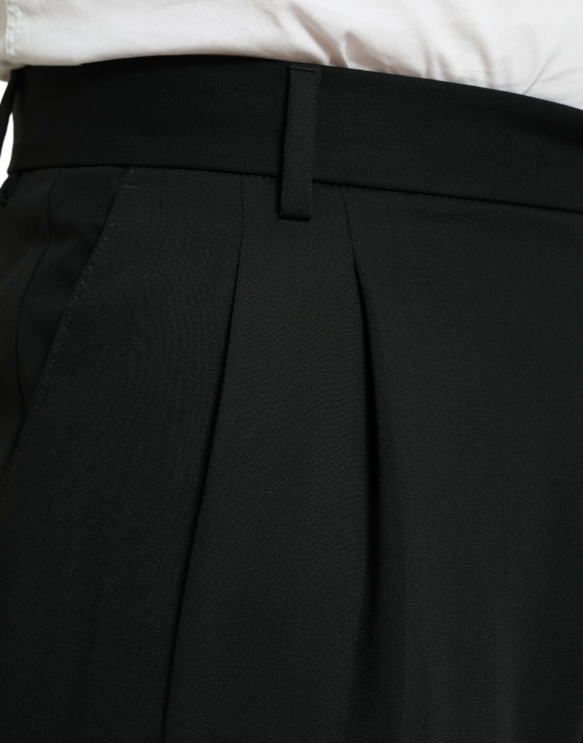 Black Wool Formal Straight Fit Dress Pants - ventzia
