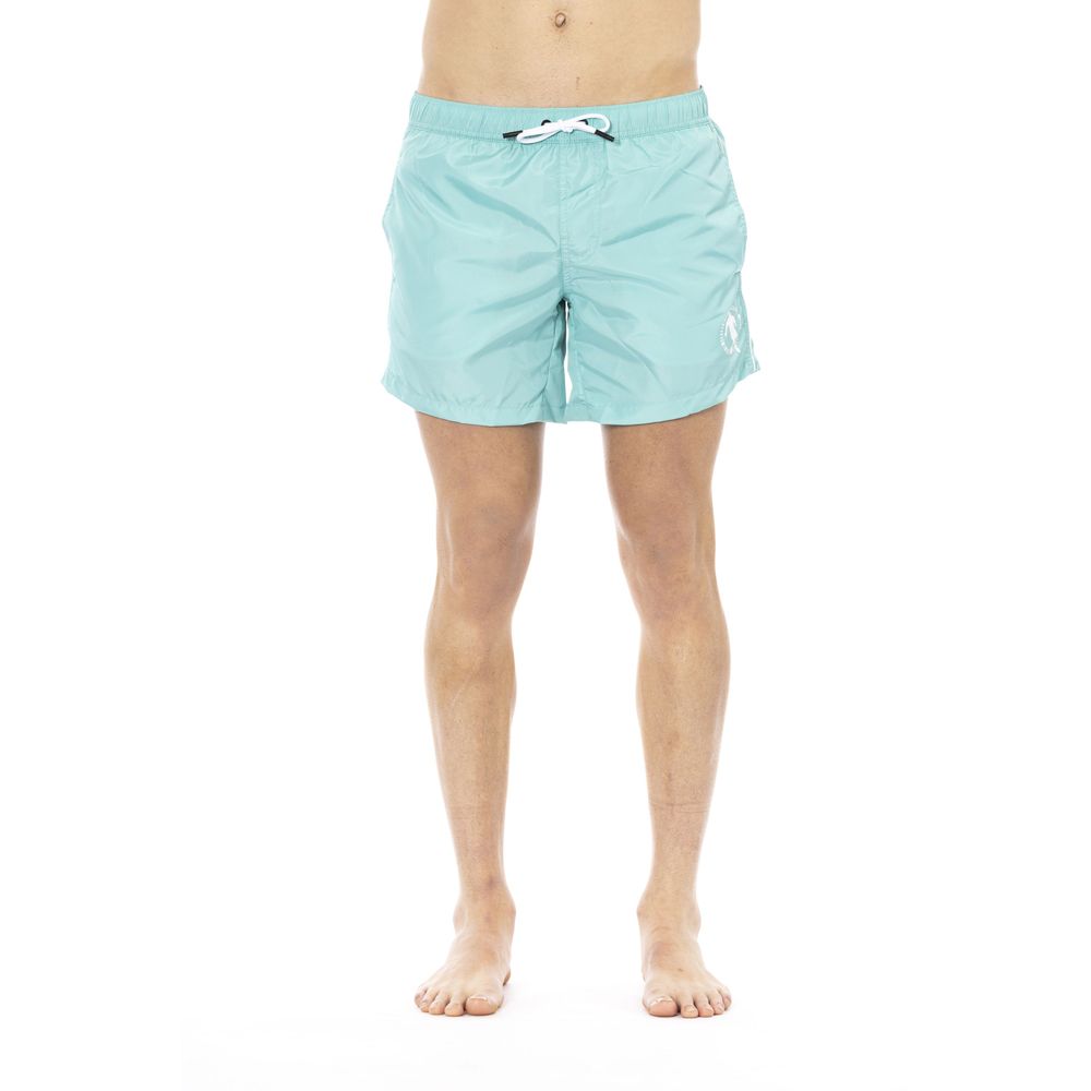 Light Blue Polyester Men Swim Short - ventzia