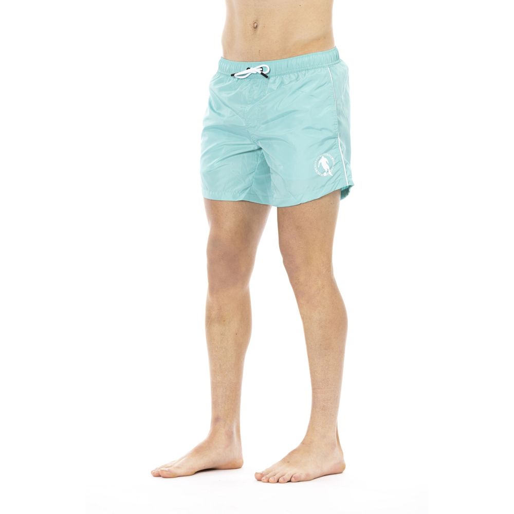 Light Blue Polyester Men Swim Short - ventzia