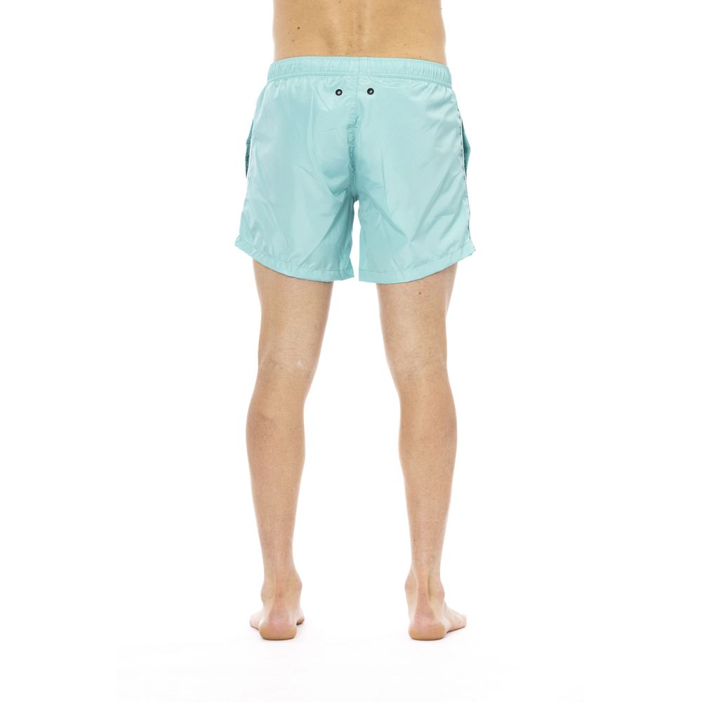 Light Blue Polyester Men Swim Short - ventzia