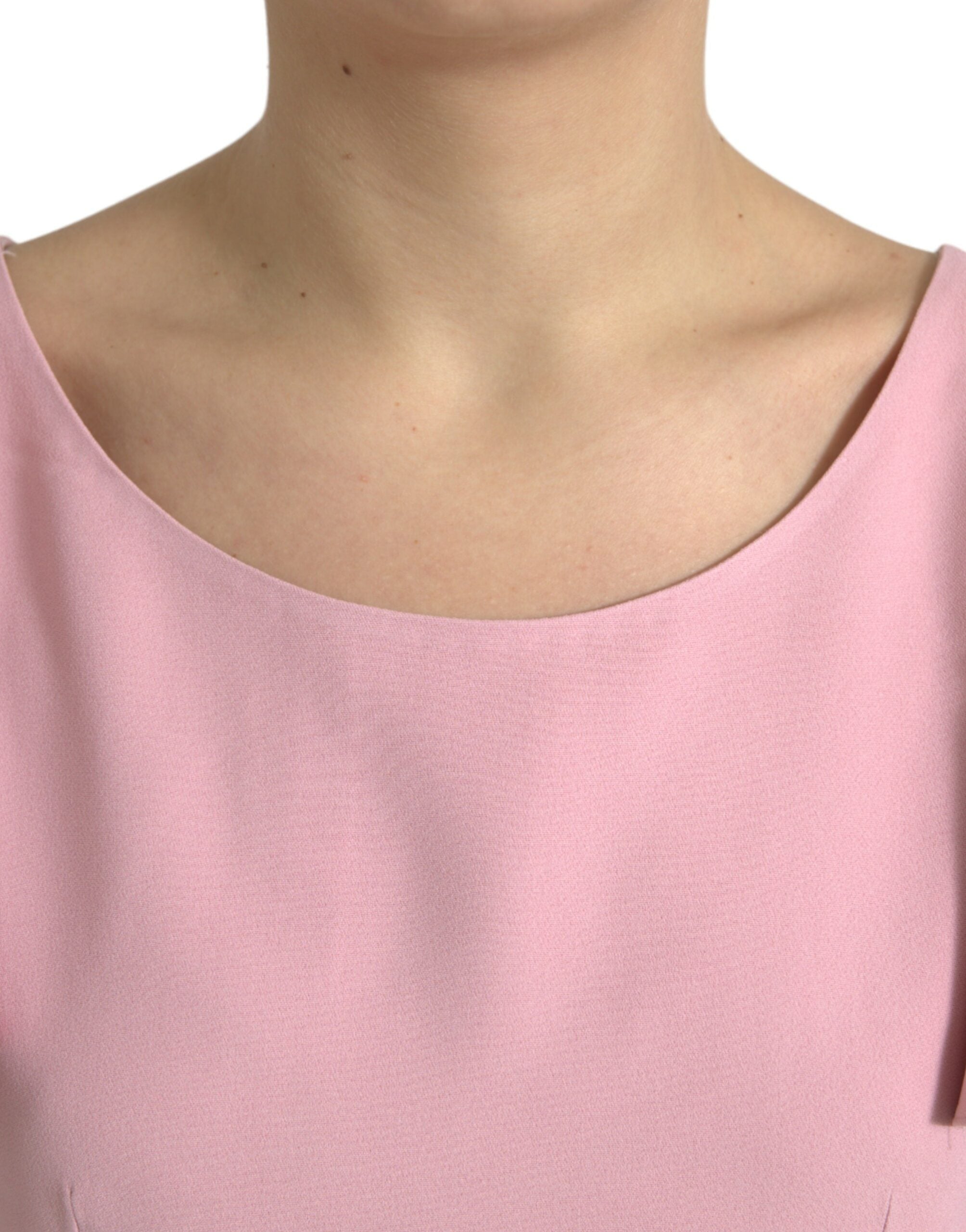 Pink Short Sleeves Round Neck Blouse Top - ventzia