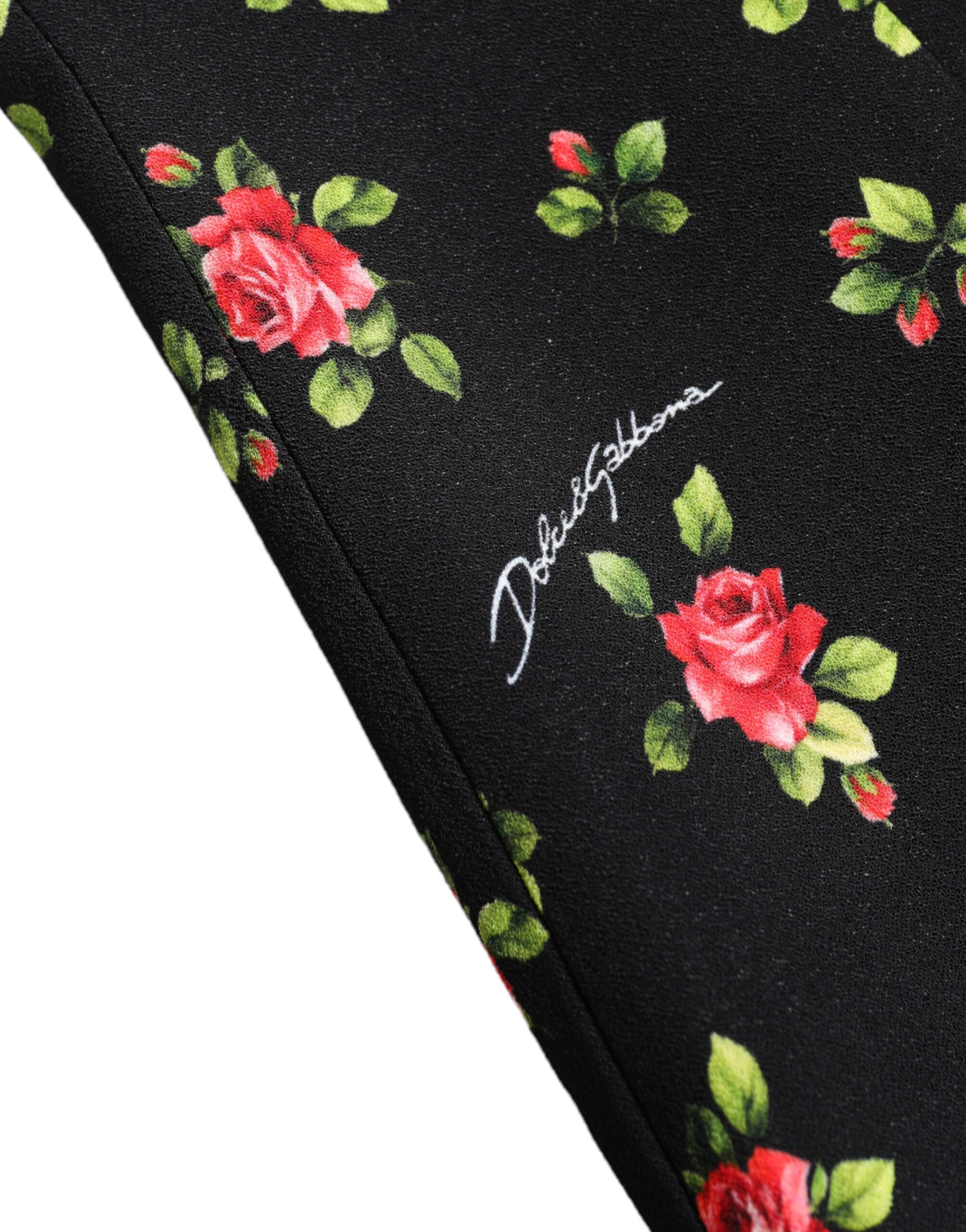 Black Rose Print Turtle Neck Blouse Top - ventzia
