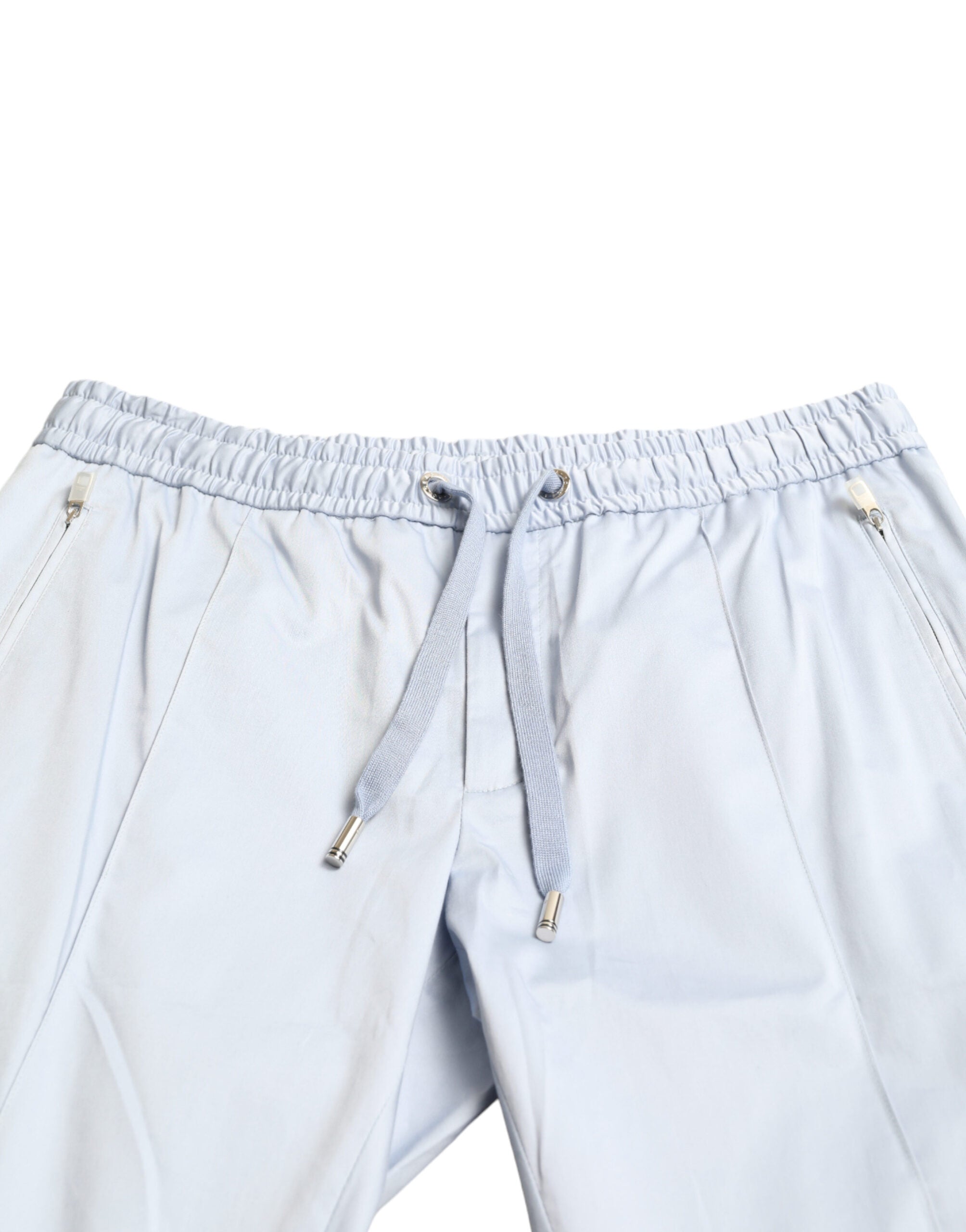 Light Blue Cotton Stretch Jogger Pants - ventzia