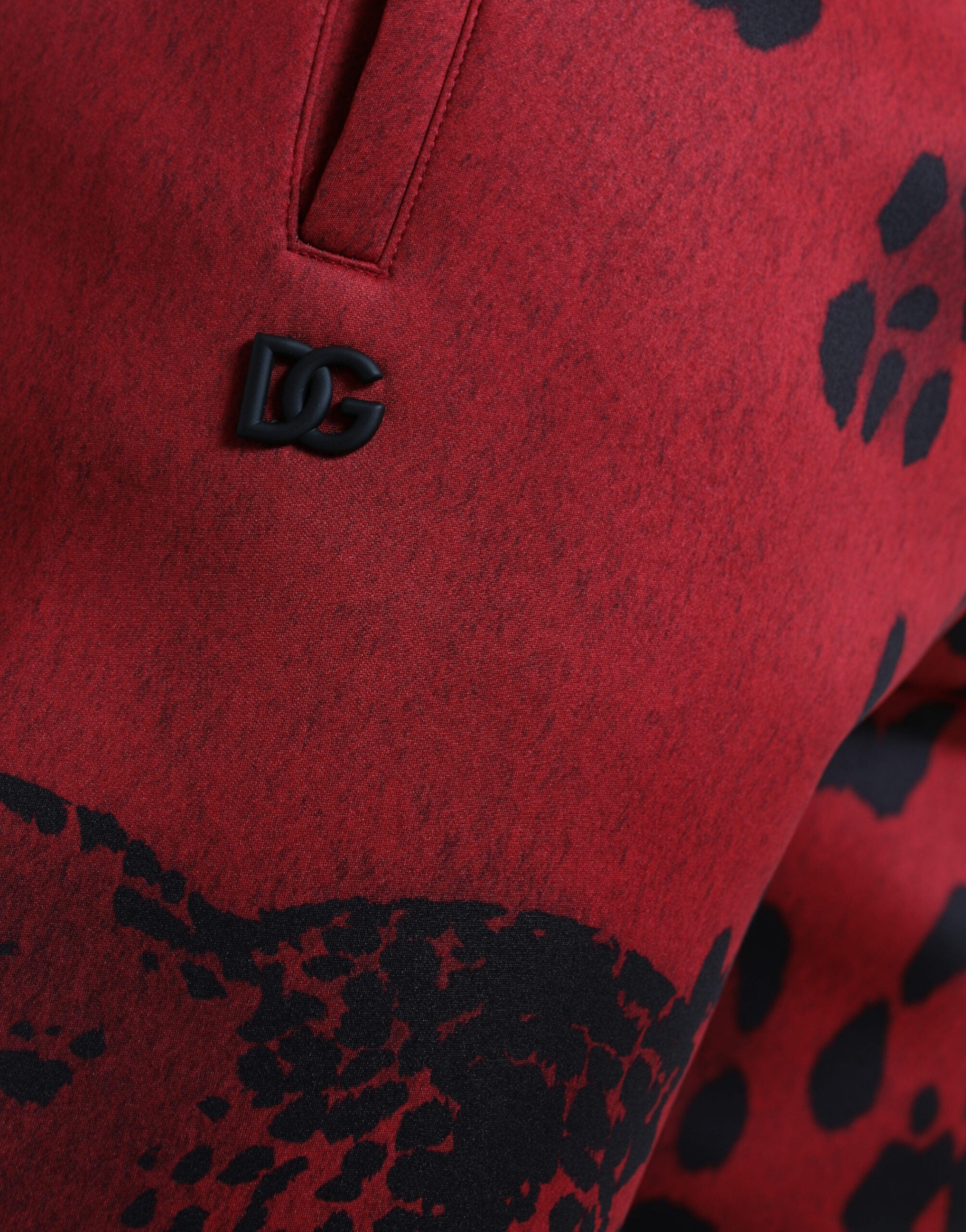 Red Black Leopard Stretch Jogger Pants - ventzia