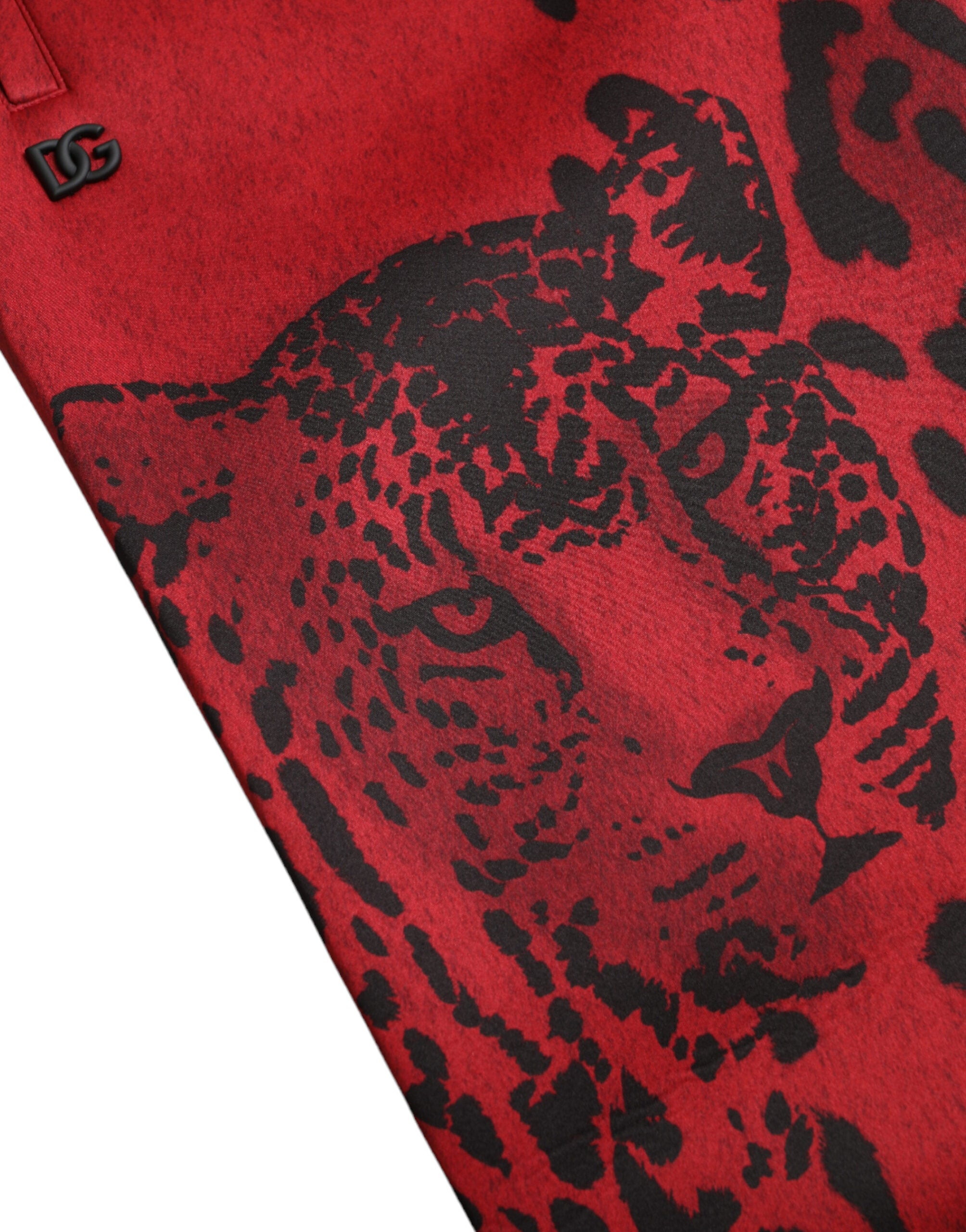 Red Black Leopard Stretch Jogger Pants - ventzia