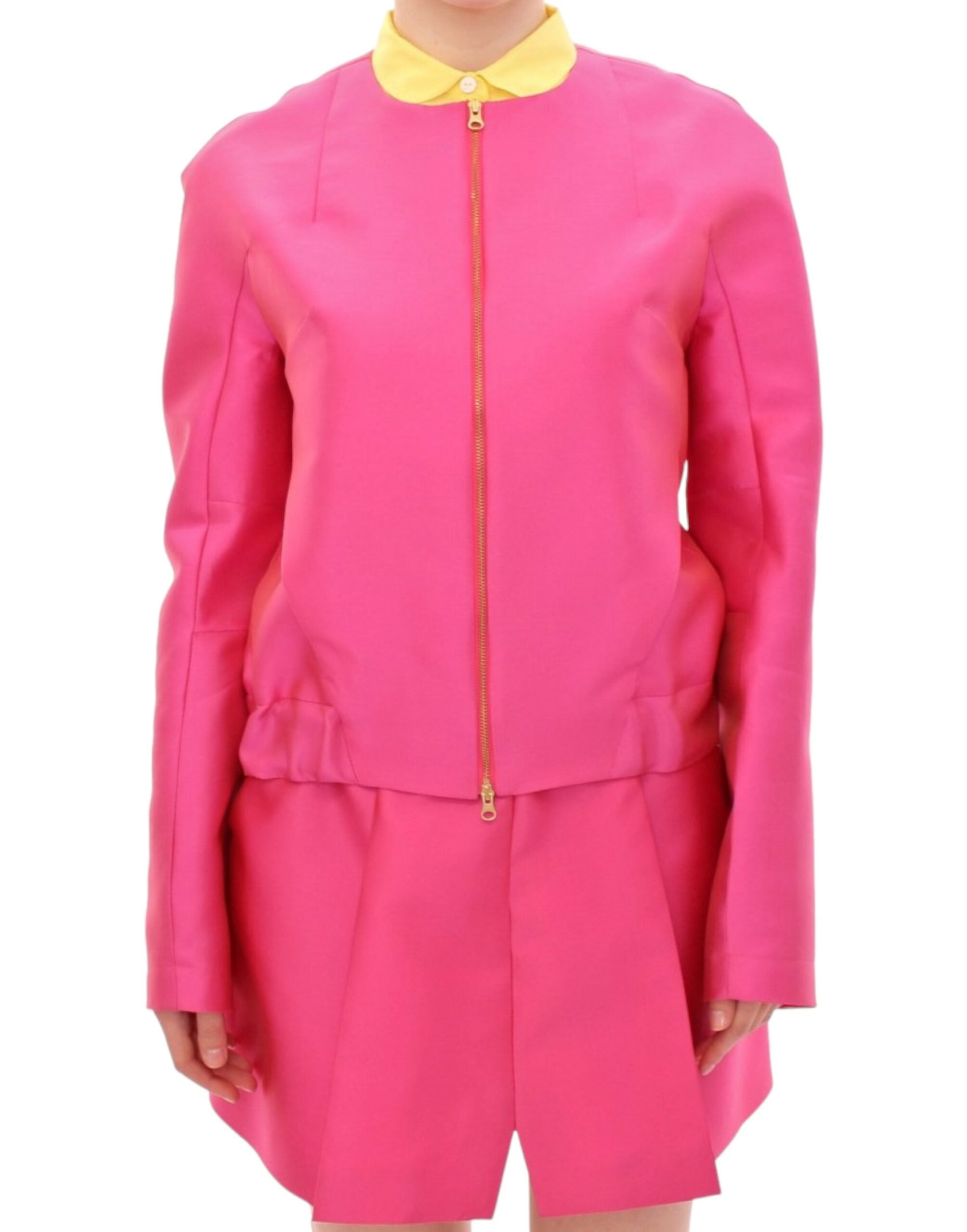 Elegant Pink Silk Blend Jacket - ventzia