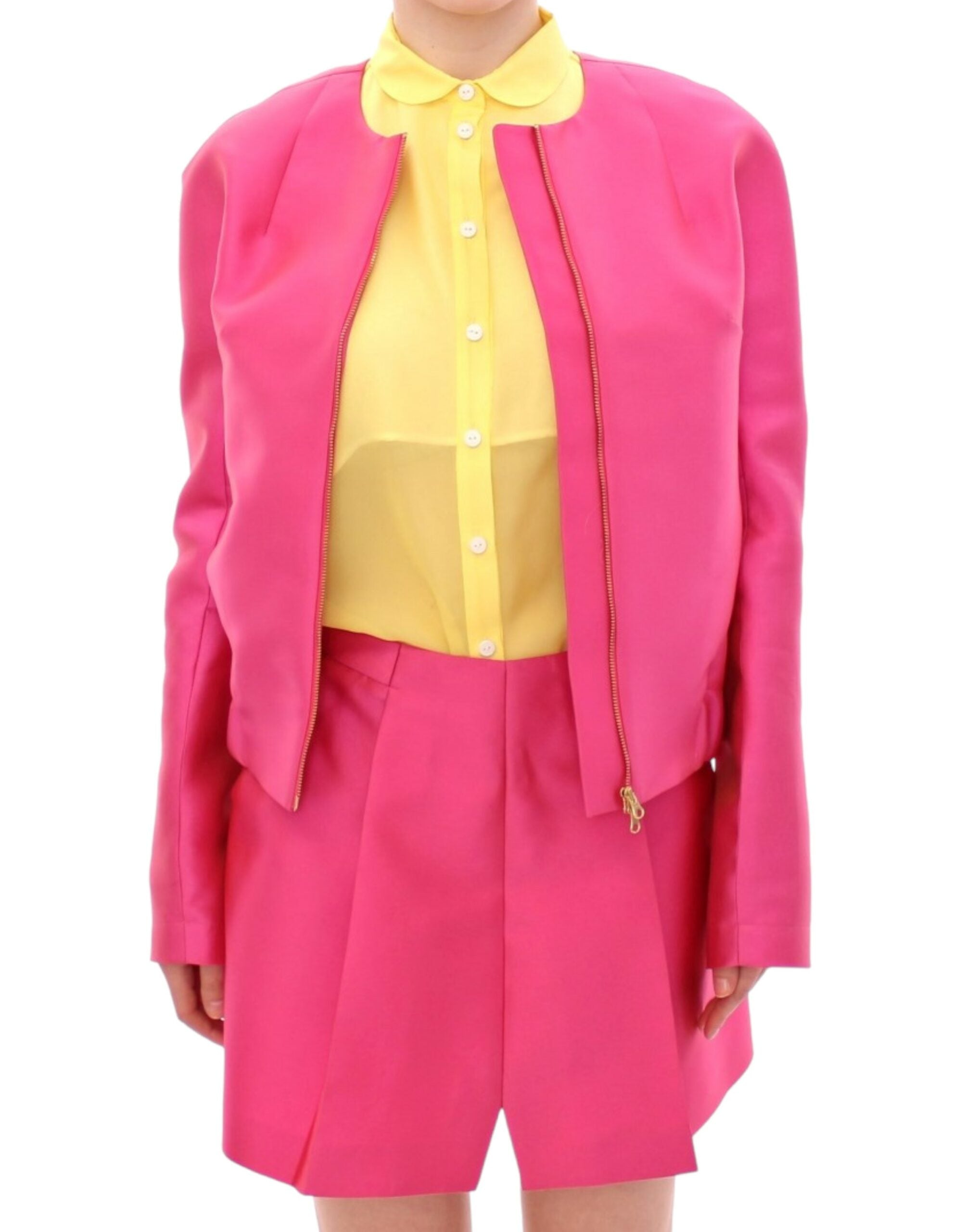 Elegant Pink Silk Blend Jacket - ventzia