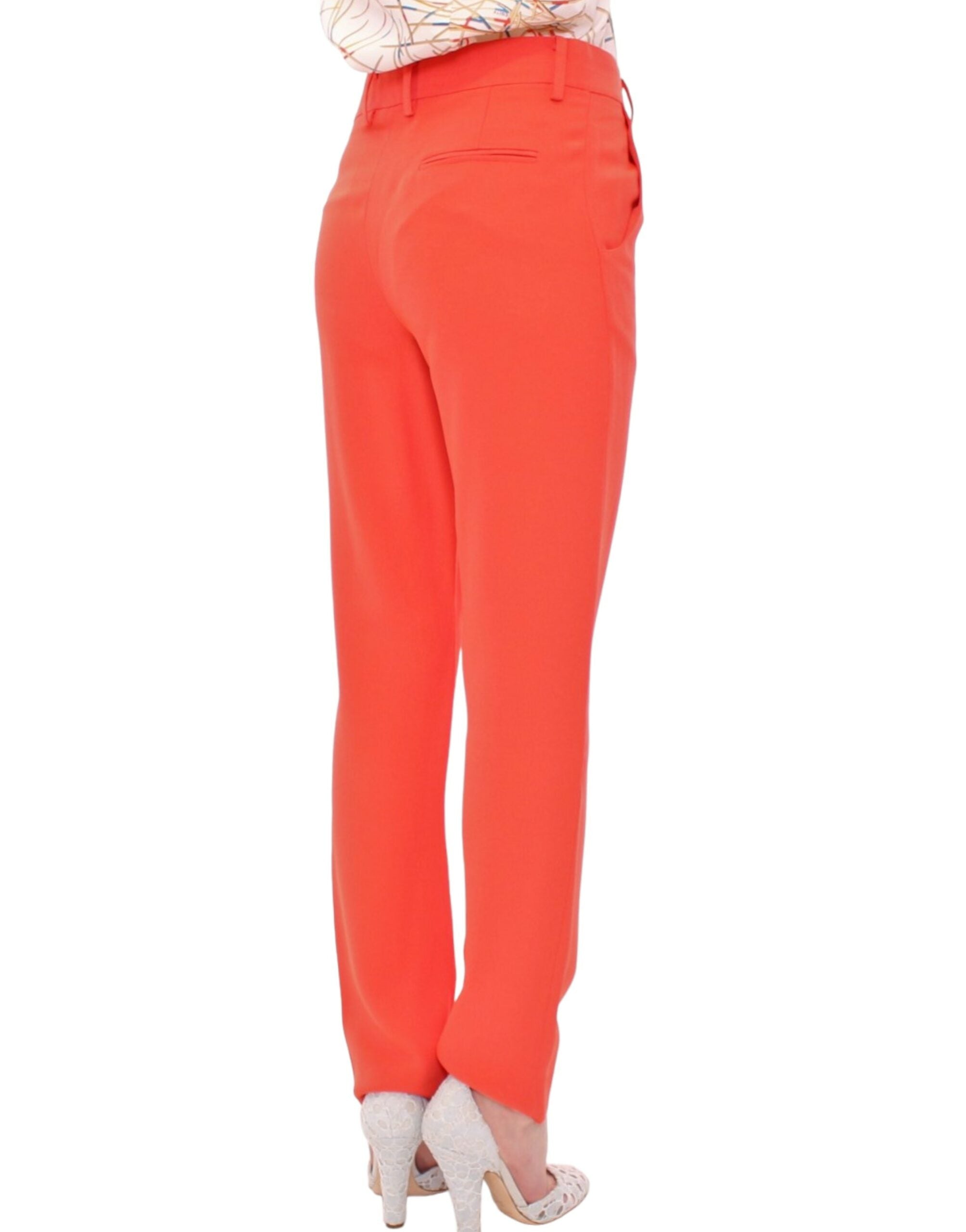 Chic Orange Boyfriend Pants - Italian Crafted - ventzia