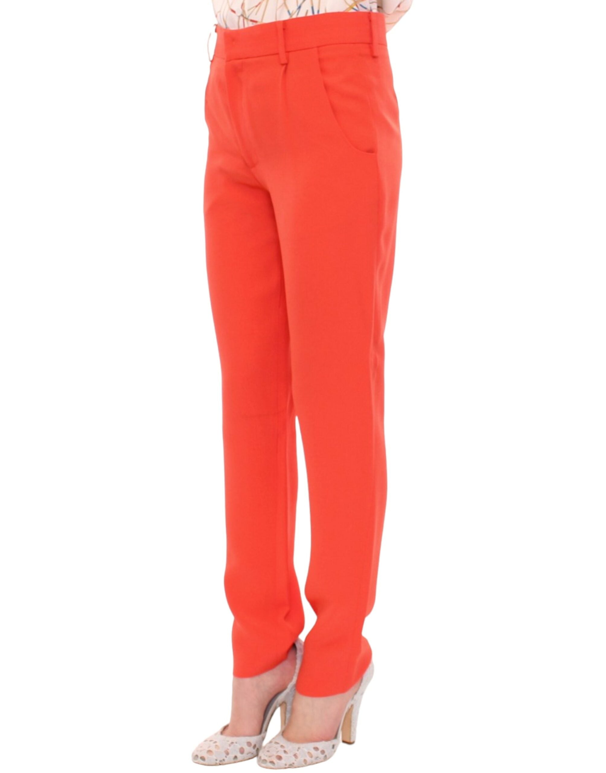 Chic Orange Boyfriend Pants - Italian Crafted - ventzia