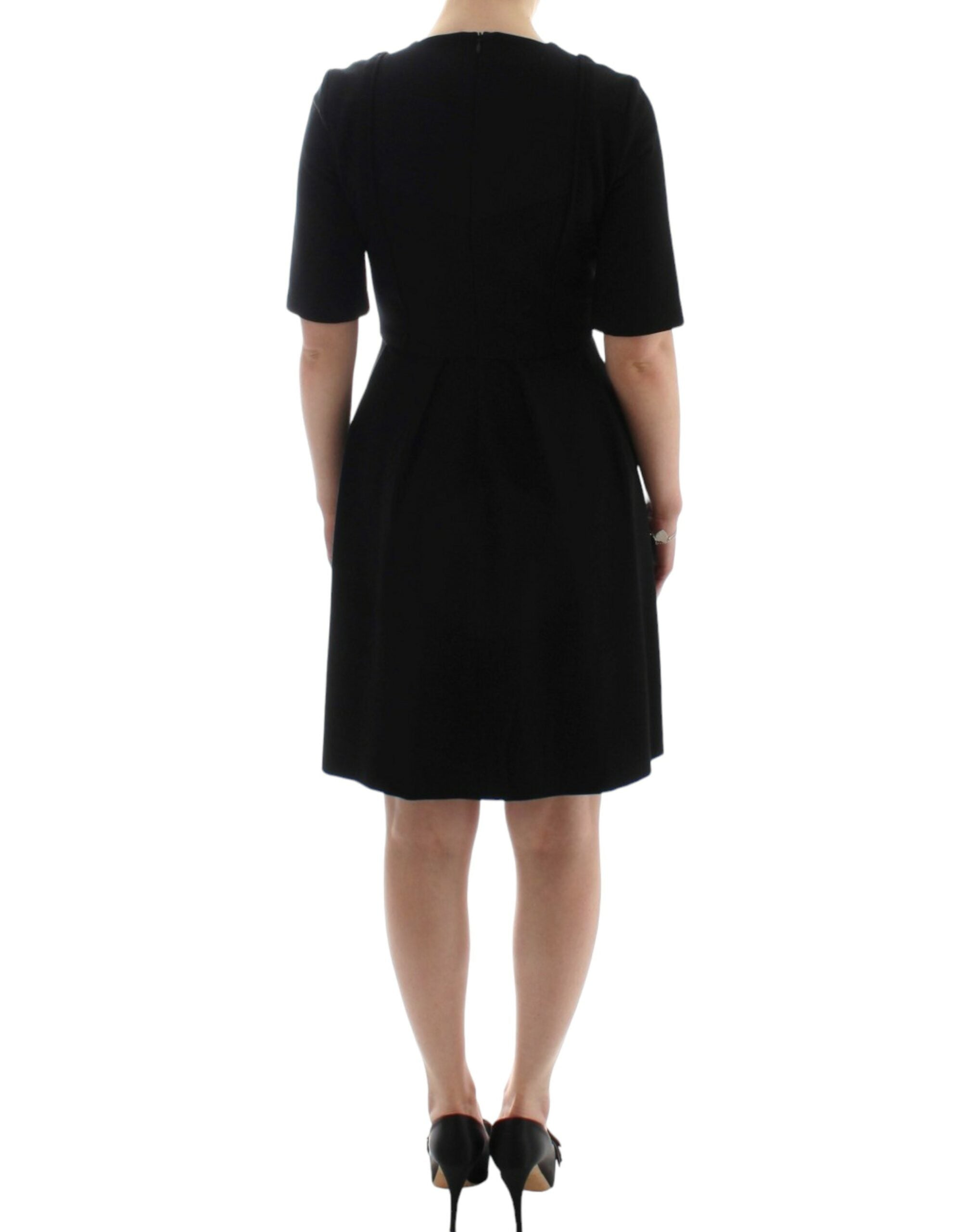 Elegant Black Short Sleeve Venus Dress - ventzia