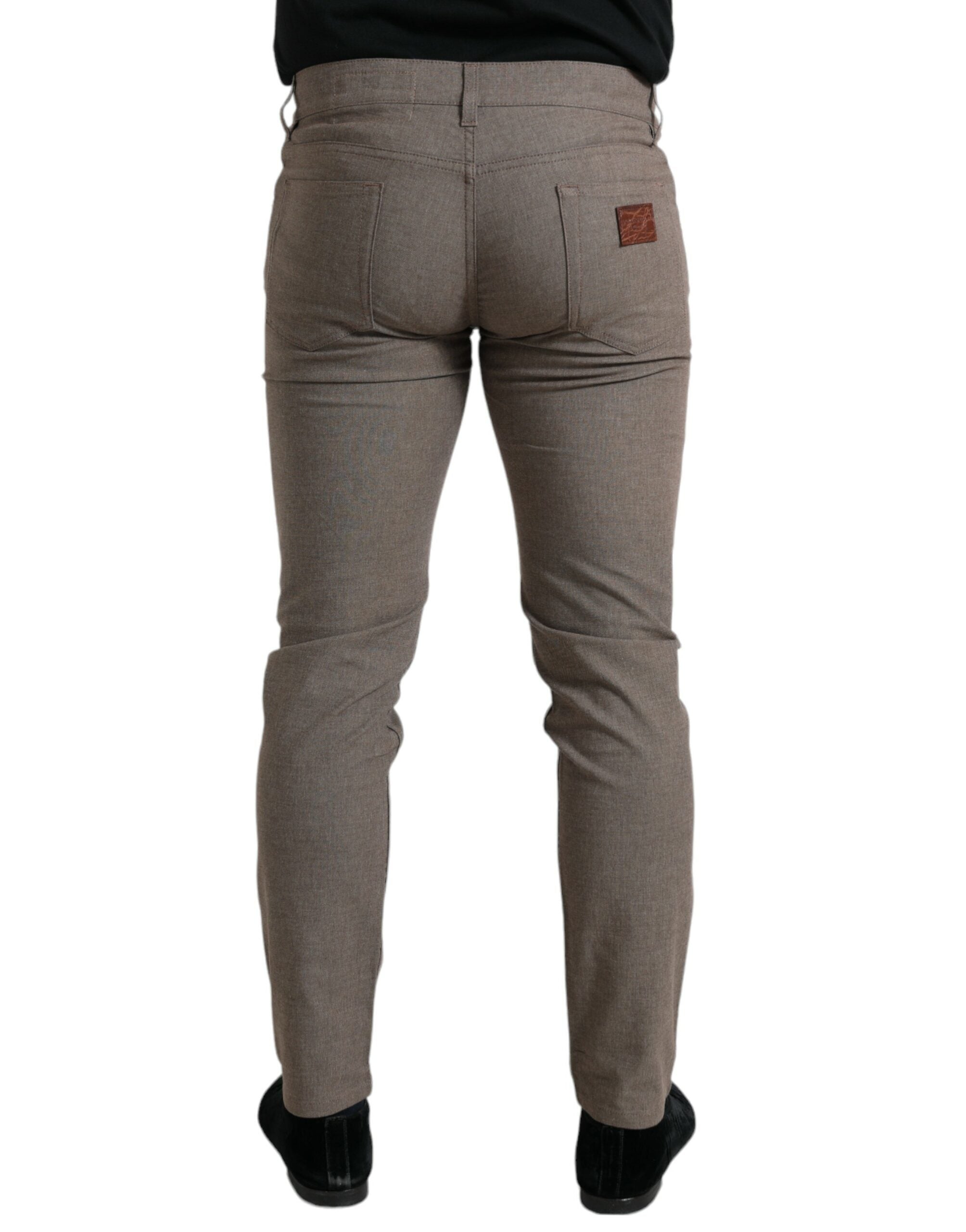 Brown Cotton Stretch Skinny Men Pants - ventzia