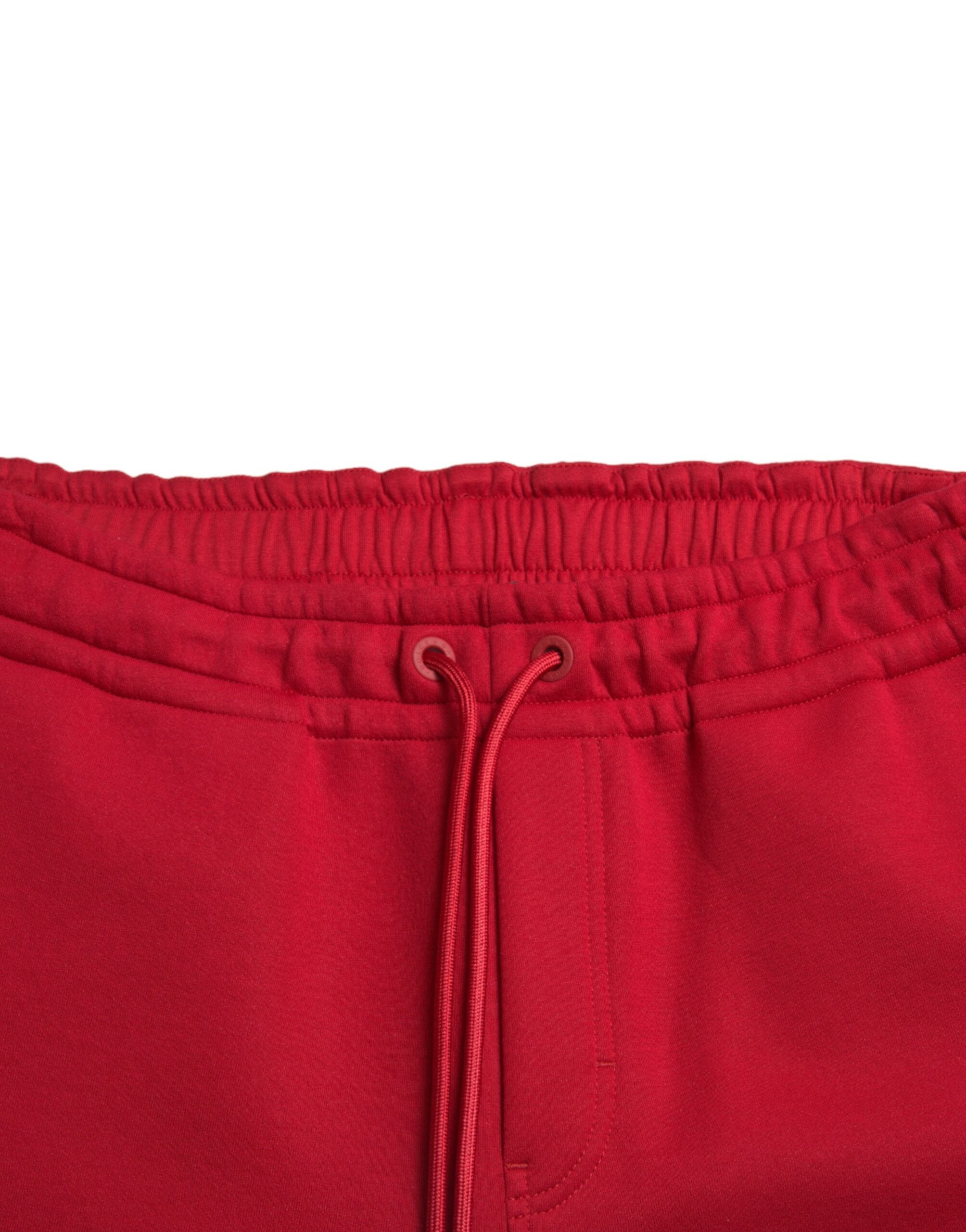 Red Cotton Blend Skinny Jogger Pants - ventzia