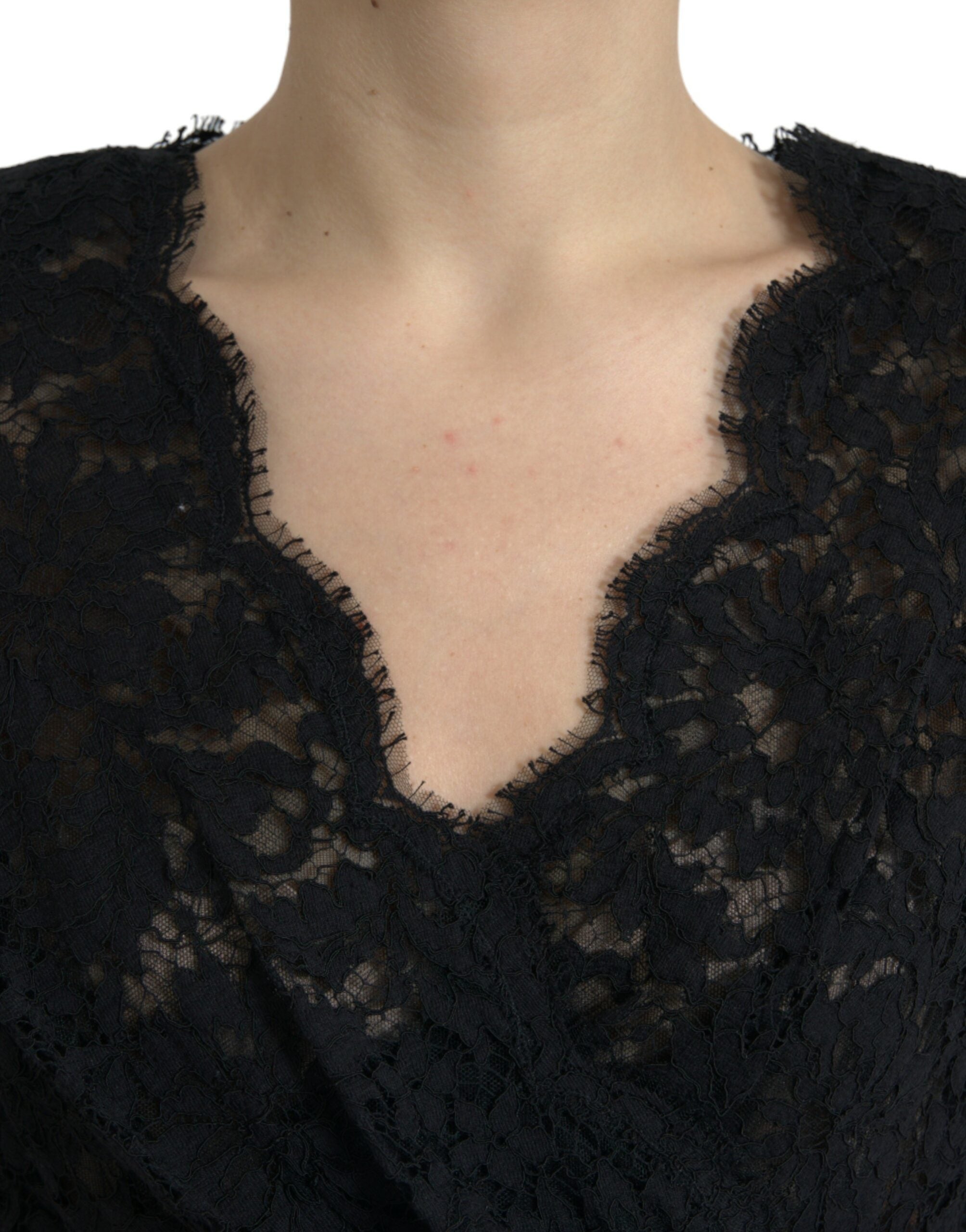 Black Bodycon Lace Cotton Sheath Mini Dress - ventzia