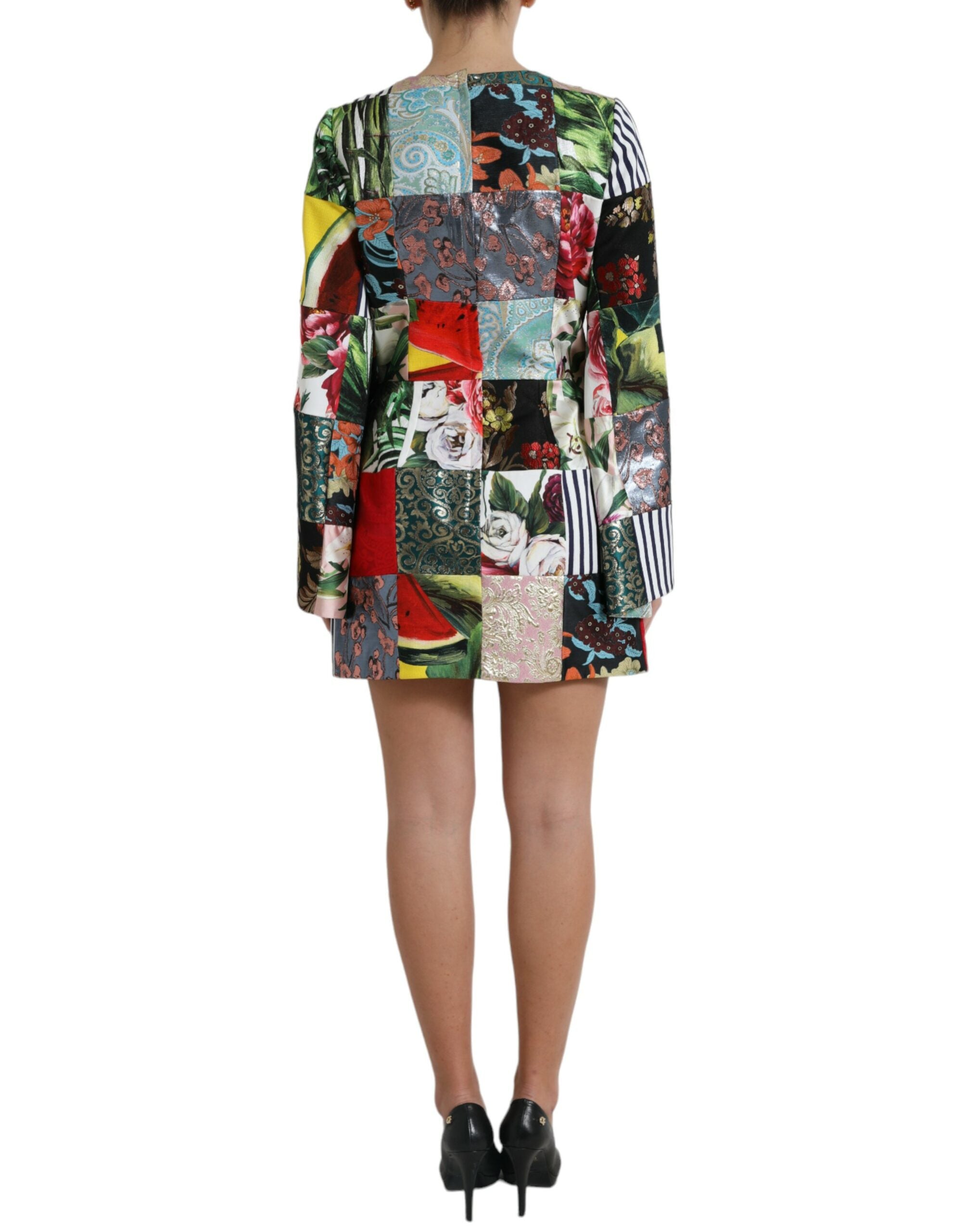 Multicolor Floral Patchwork Shift Mini Dress - ventzia