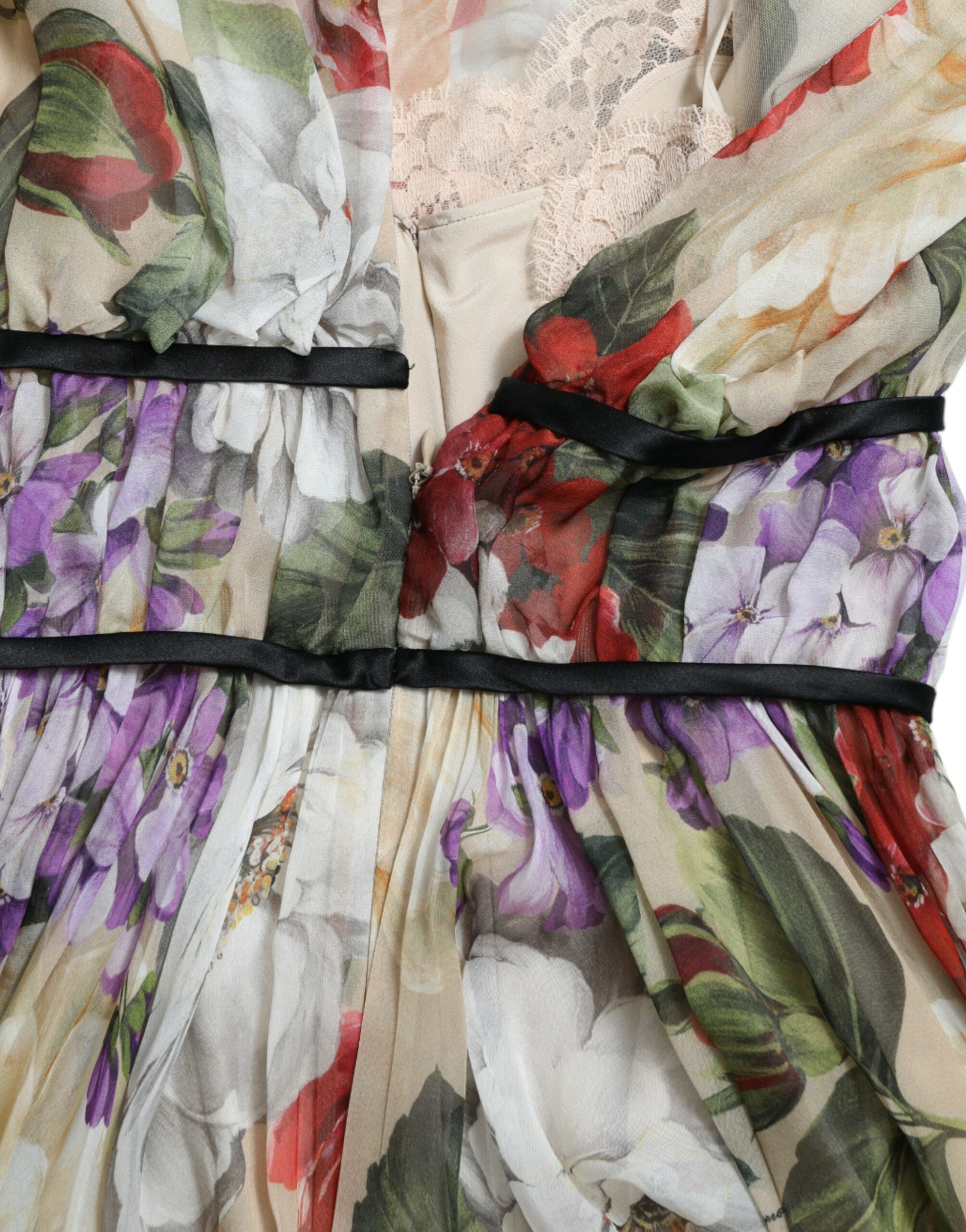 Beige Floral Sleeveless A-line Mini Dress - ventzia