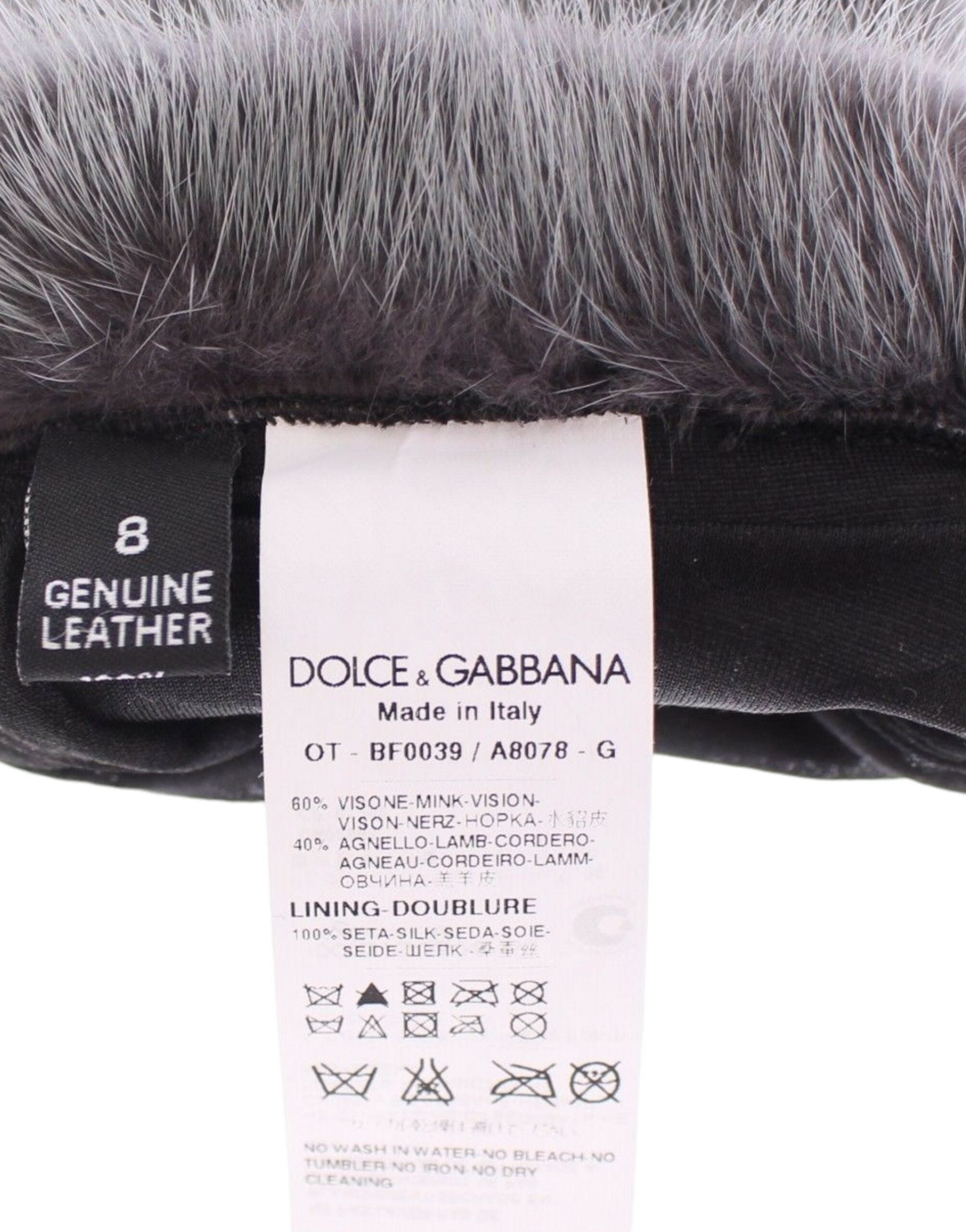Elegant Gray Mink Fur Leather Elbow Gloves - ventzia