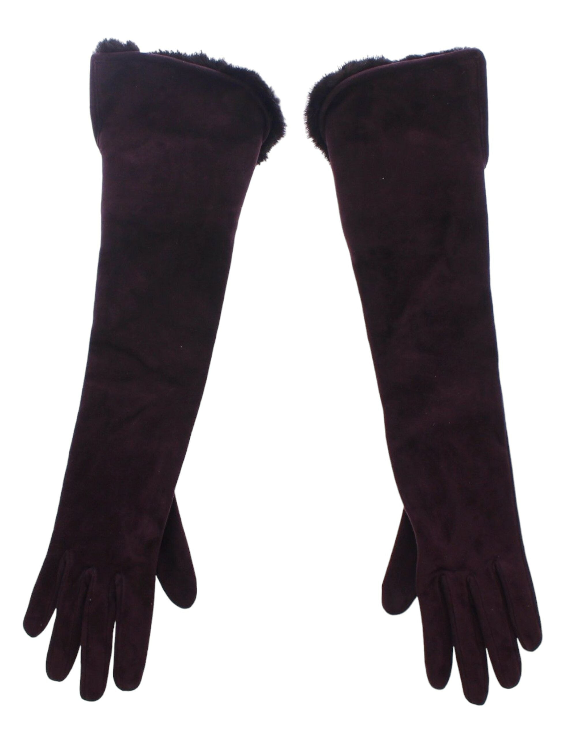 Elegant Elbow Length Purple Fur Gloves - ventzia