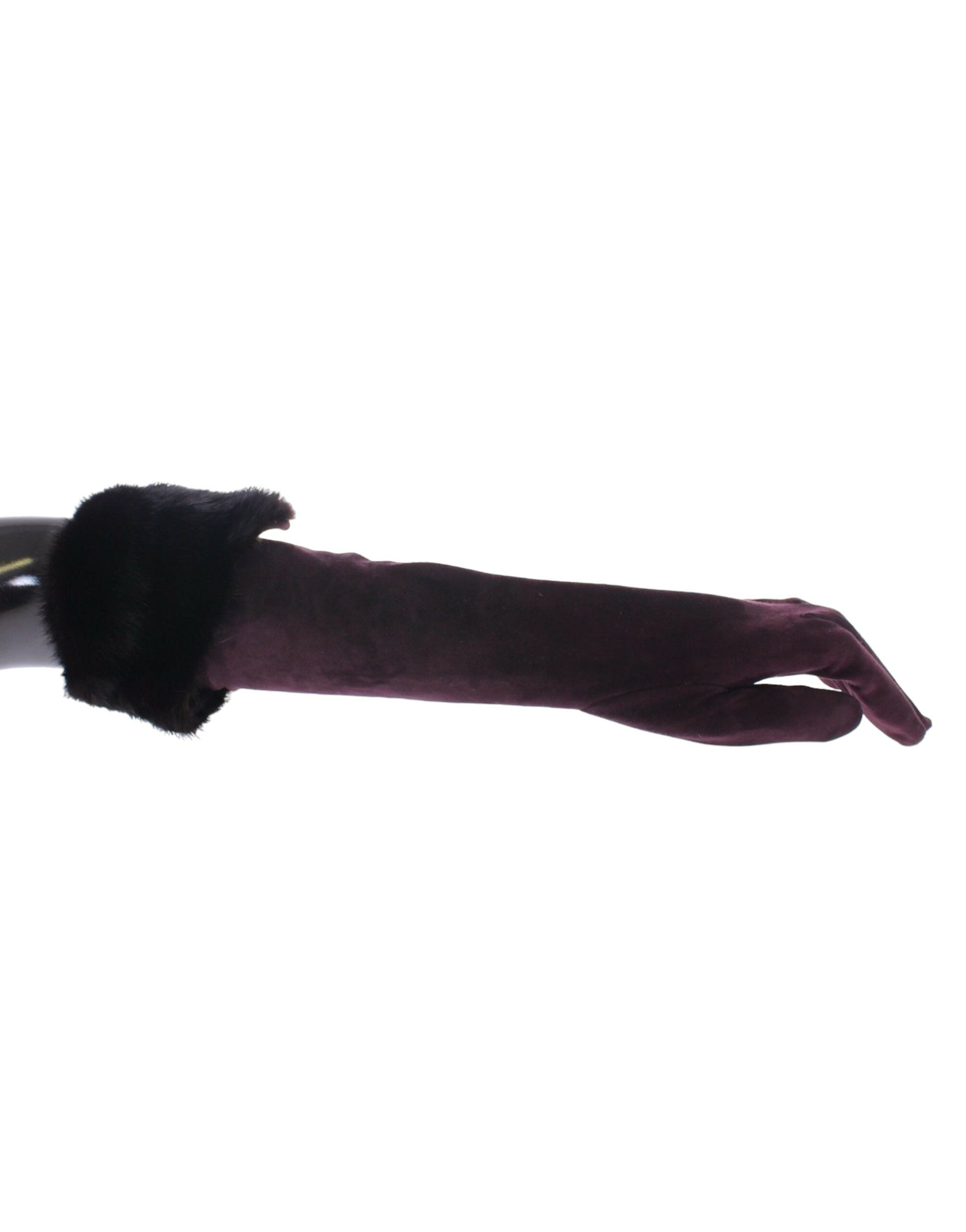 Elegant Elbow Length Purple Fur Gloves - ventzia