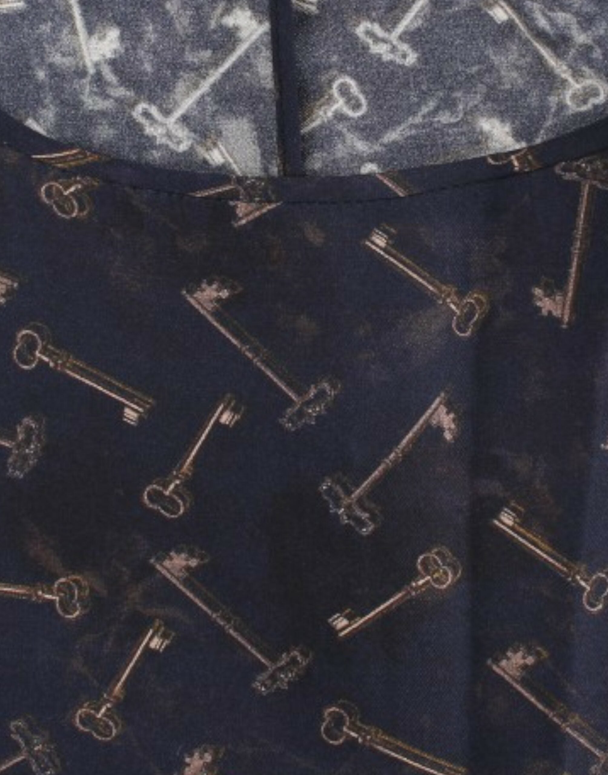 Enchanted Sicily Silk Blouse with Gold Keys Print - ventzia