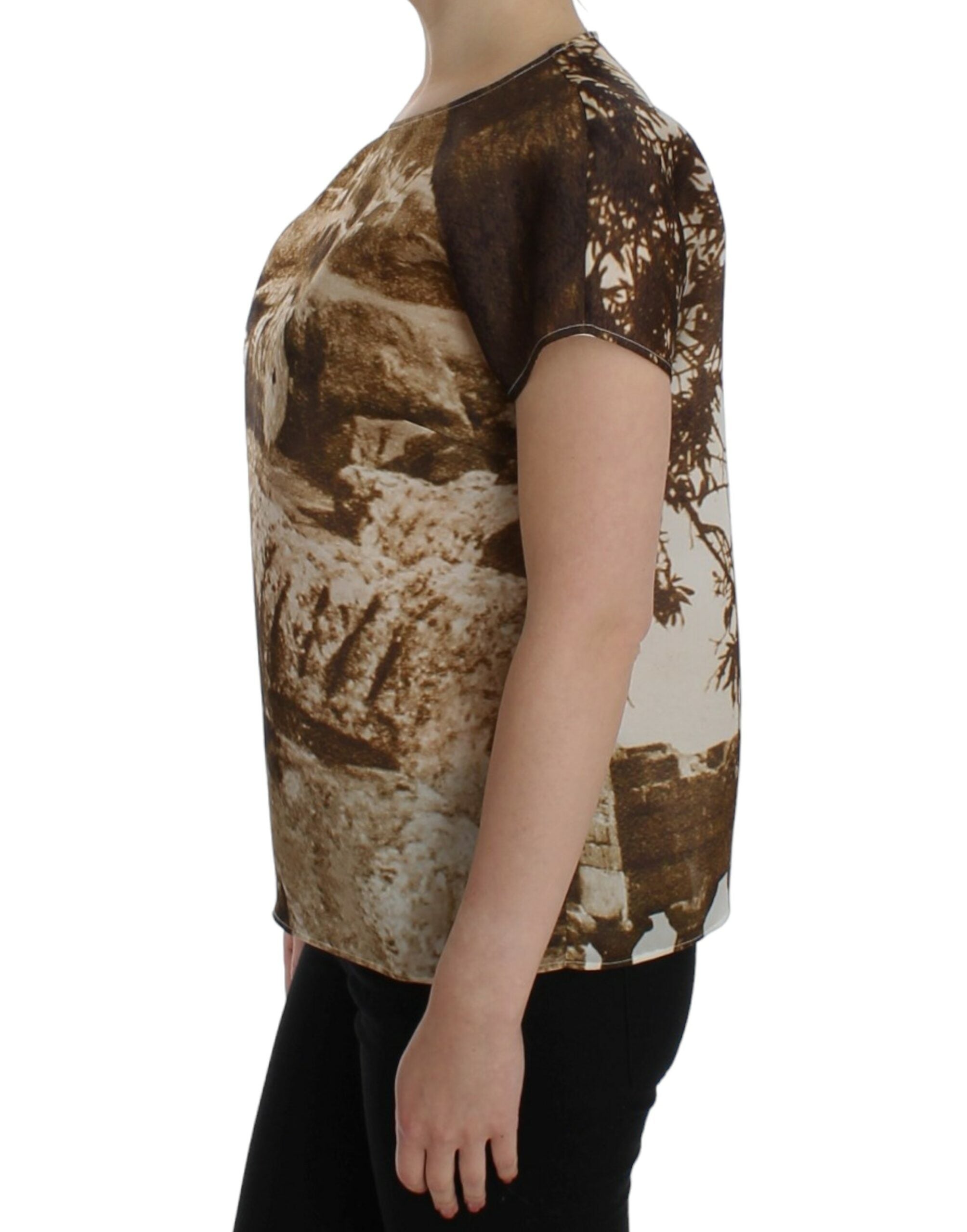 Enchanted Sicily Taormina Print Silk Blouse - ventzia