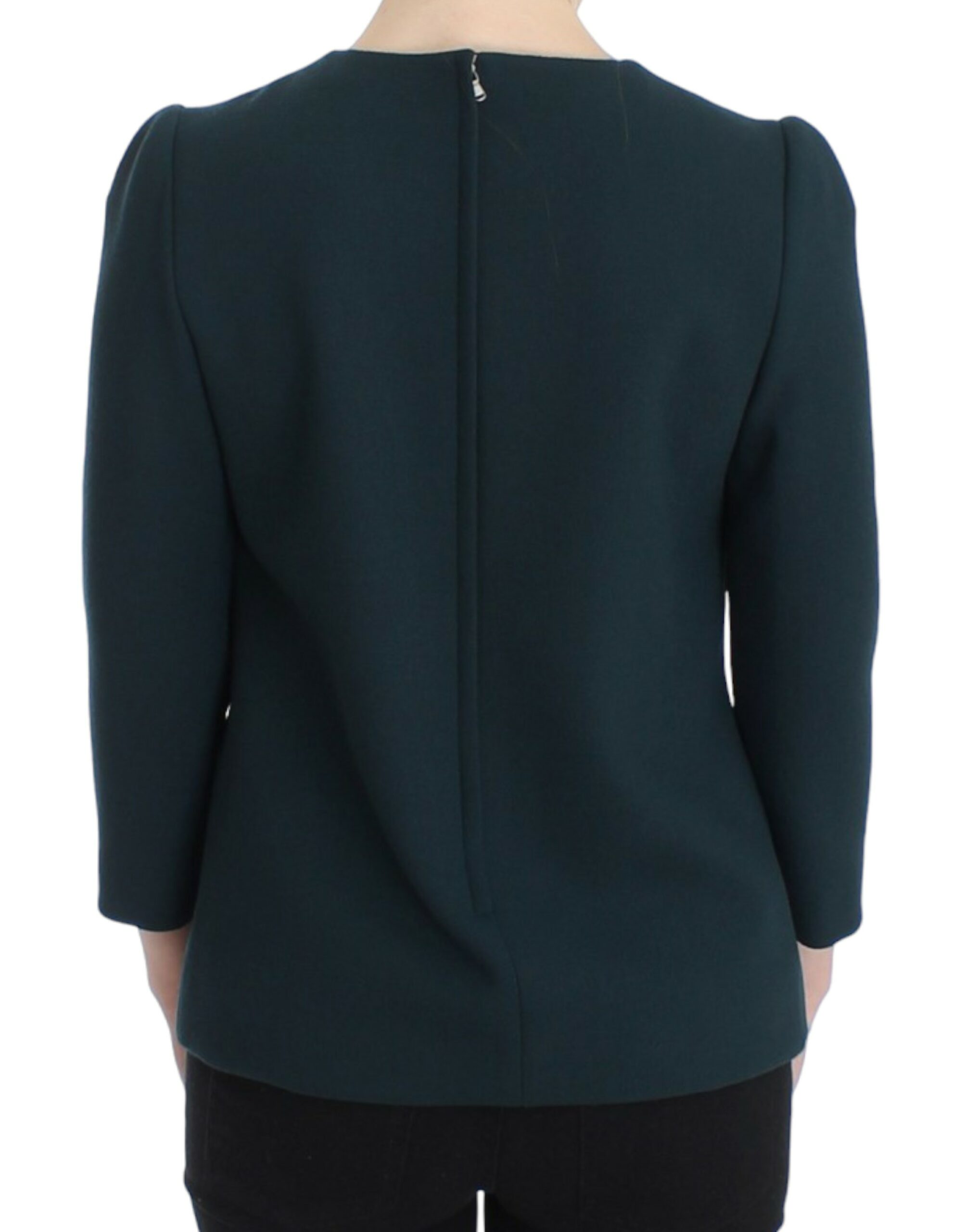 Enchanted Sicily Green Wool Silk Blend Blouse - ventzia