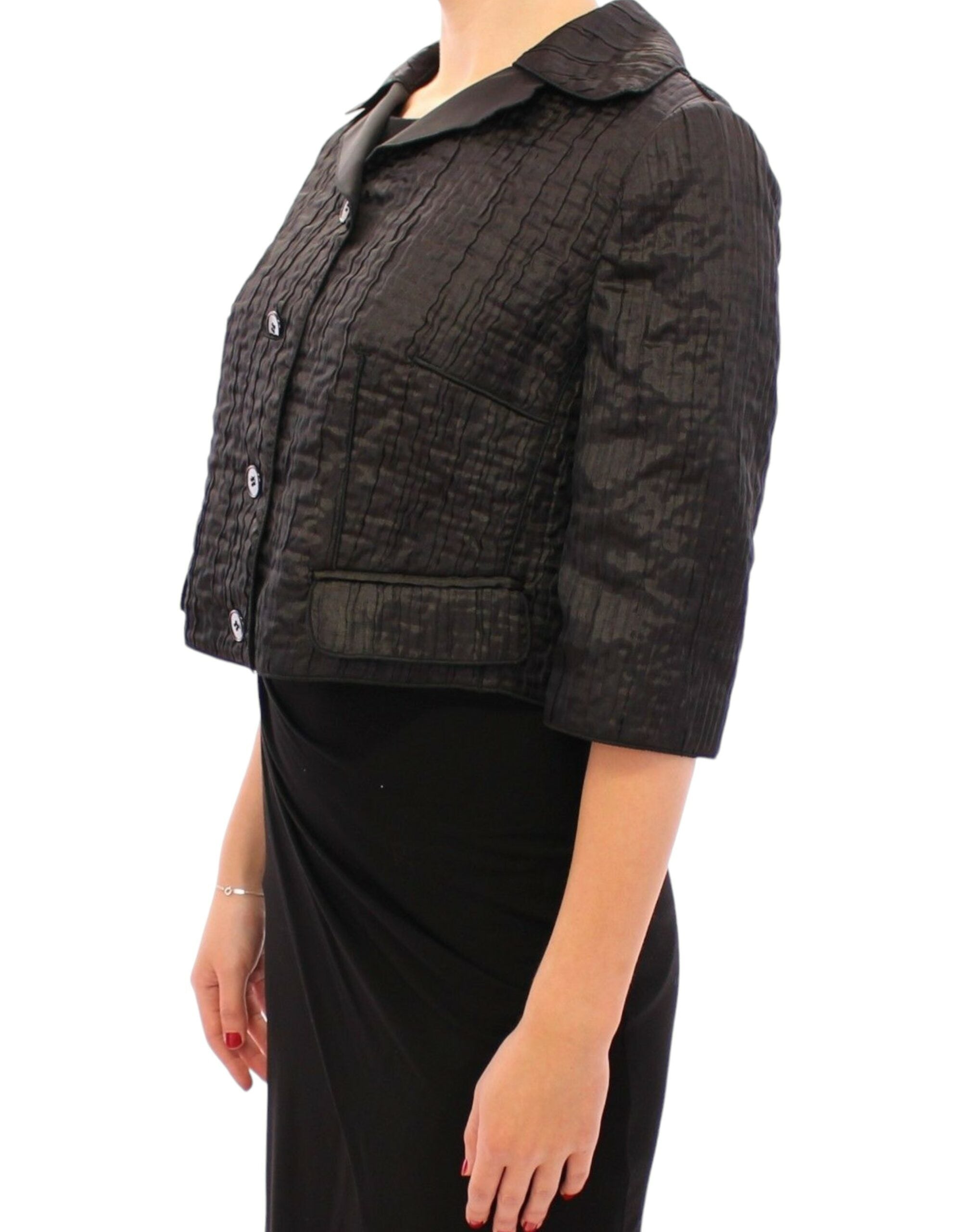 Elegant Black Bolero Shrug Jacket - ventzia