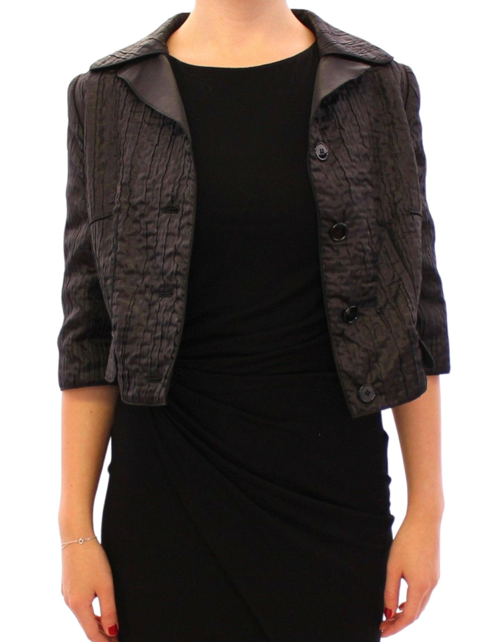 Elegant Black Bolero Shrug Jacket - ventzia