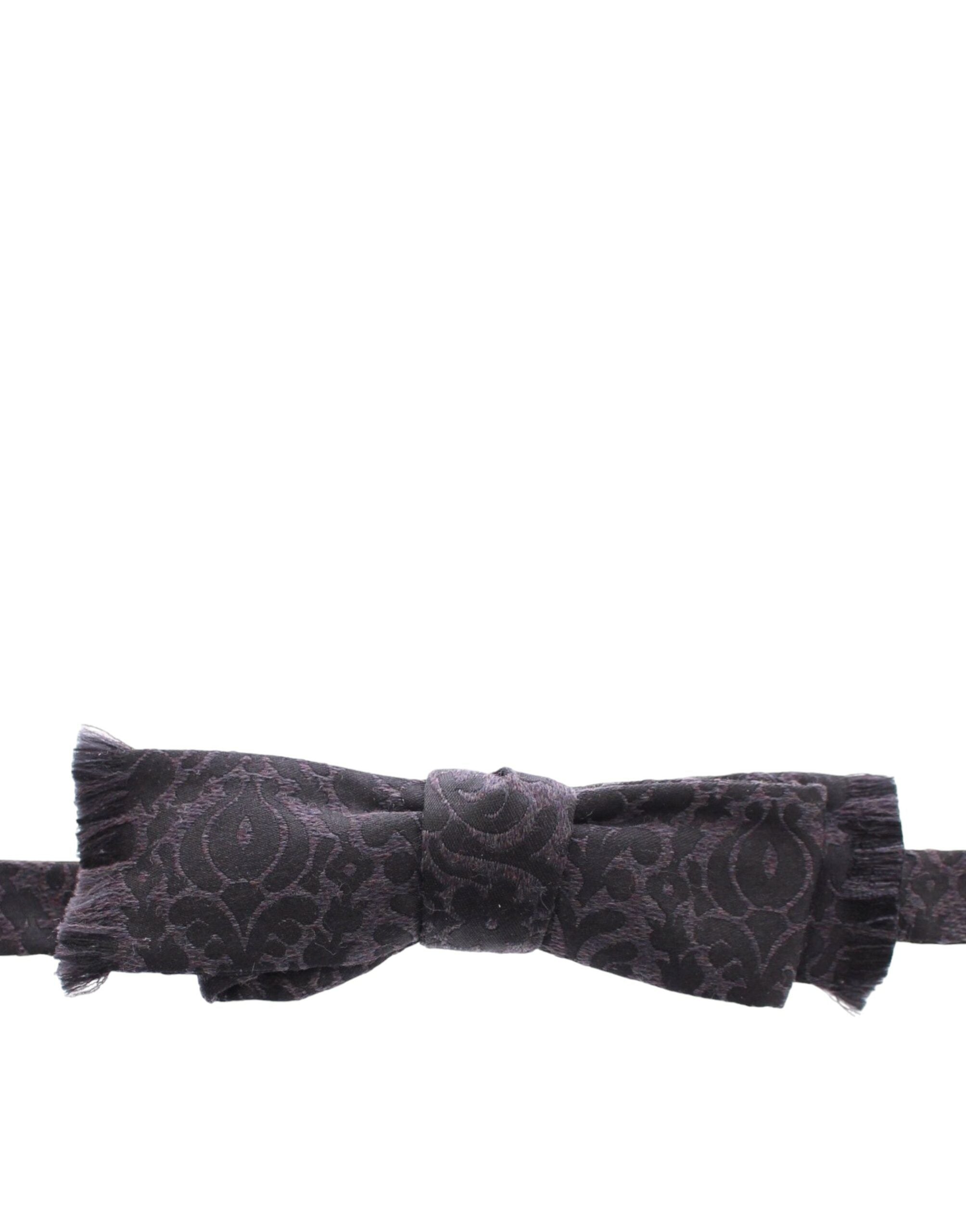 Gray Black Wool Silk Bow Tie - ventzia