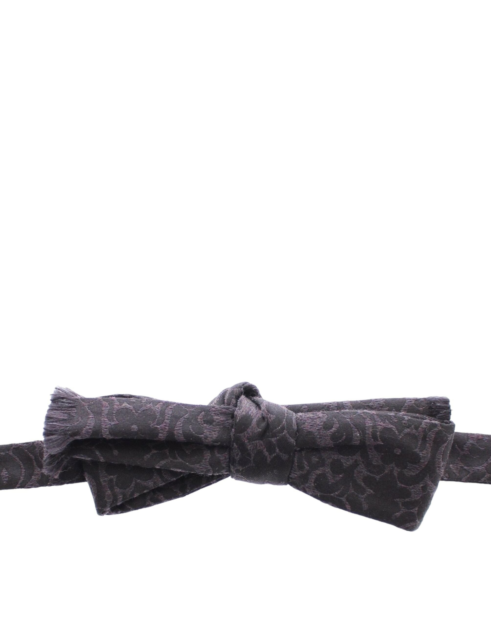 Elegant Black Paisley Silk-Wool Blend Bow Tie - ventzia
