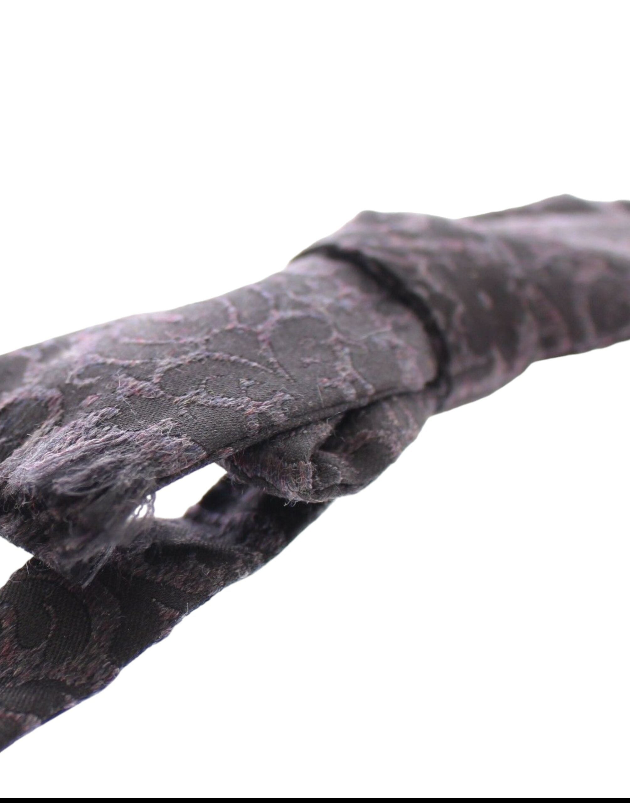 Elegant Black Paisley Silk-Wool Blend Bow Tie - ventzia