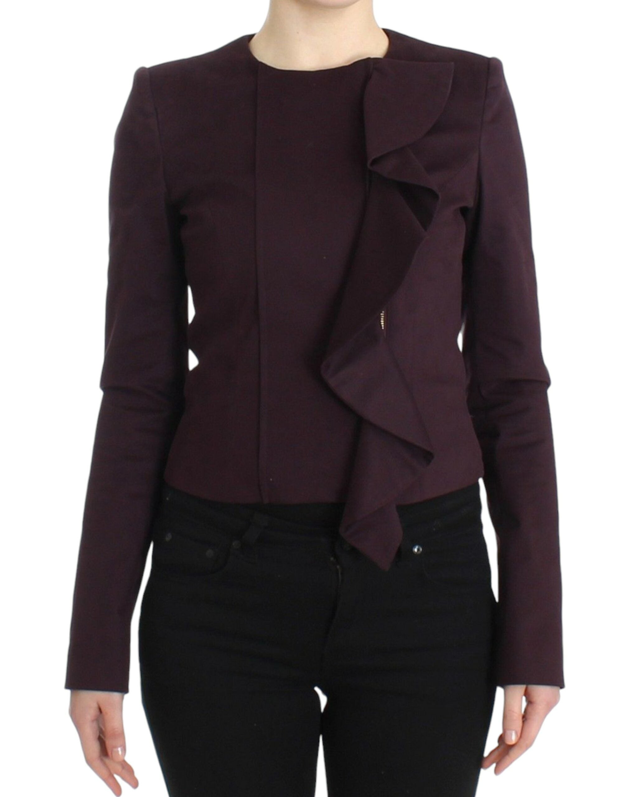 Elegant Purple Cotton Blend Blazer - ventzia