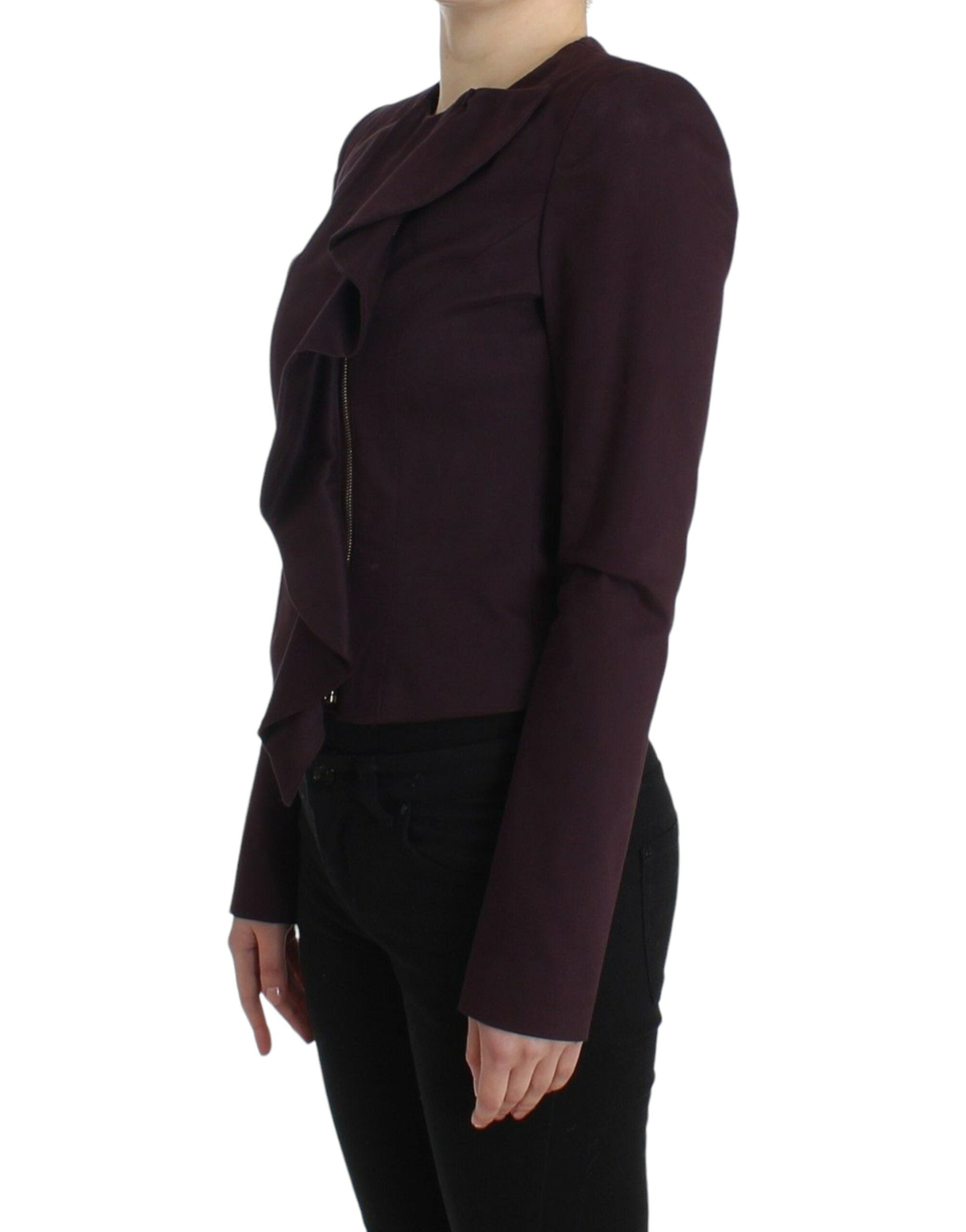 Elegant Purple Cotton Blend Blazer - ventzia