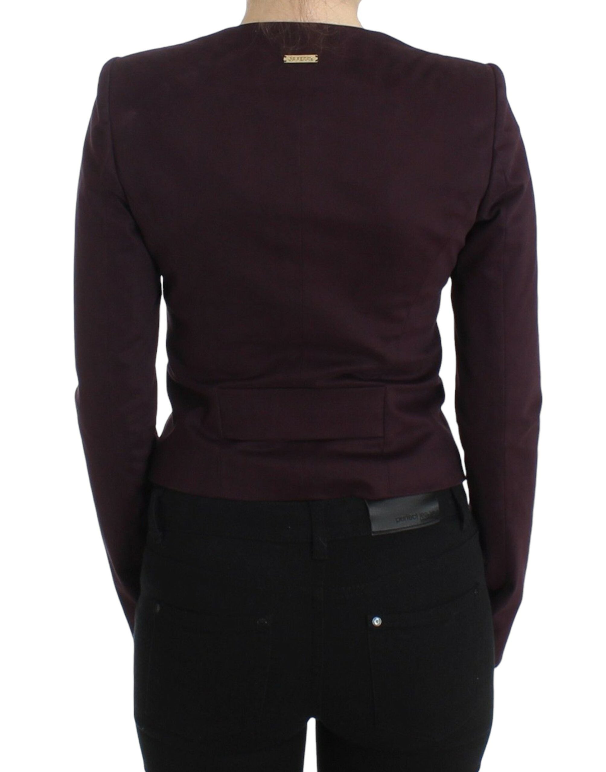 Elegant Purple Cotton Blend Blazer - ventzia