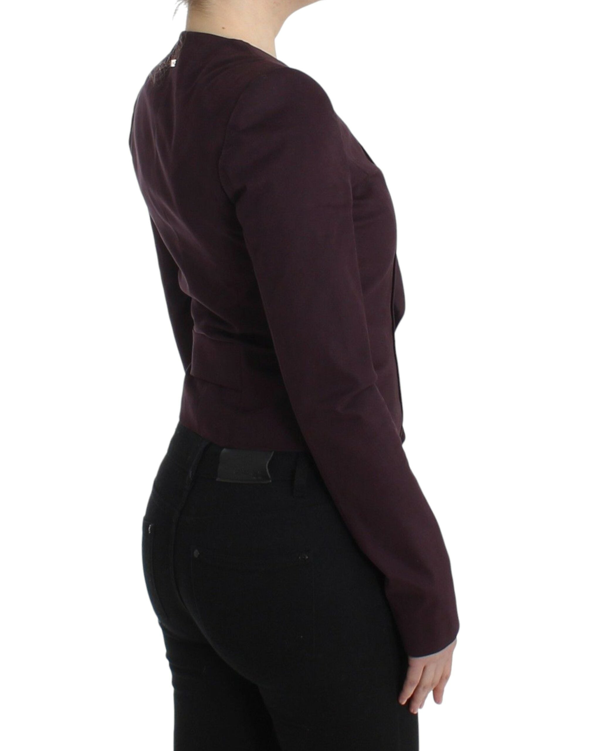 Elegant Purple Cotton Blend Blazer - ventzia