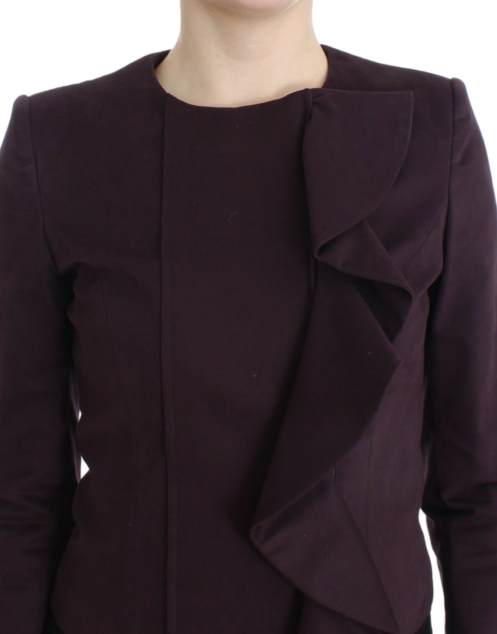 Elegant Purple Cotton Blend Blazer - ventzia