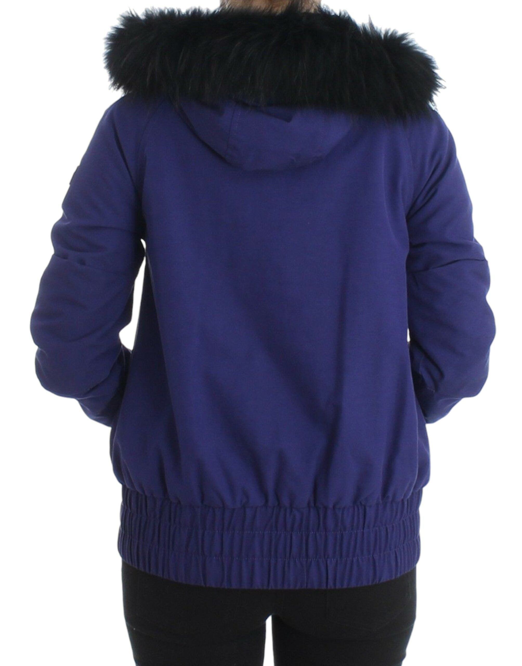 Chic Blue K-Way Jacket with Faux Fur Accent - ventzia