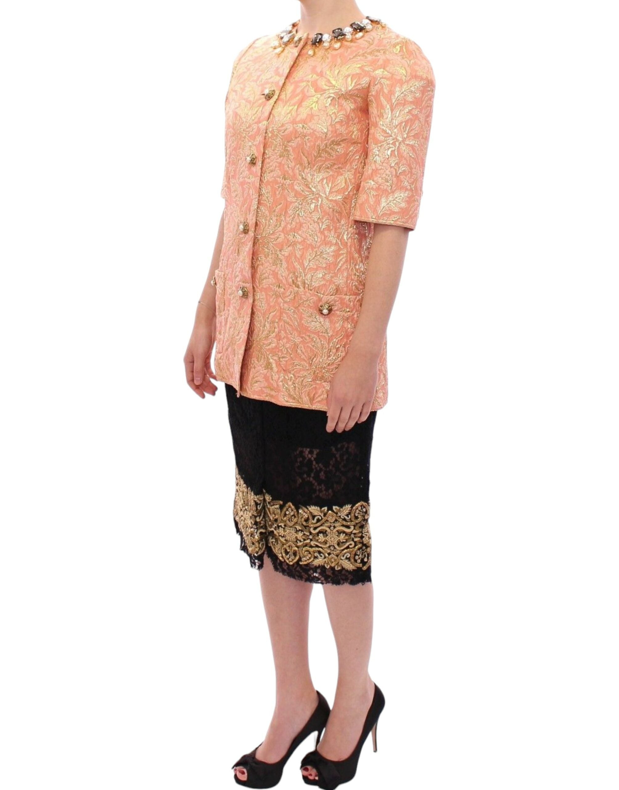 Exclusive Crystal Brocade Coat Jacket - ventzia