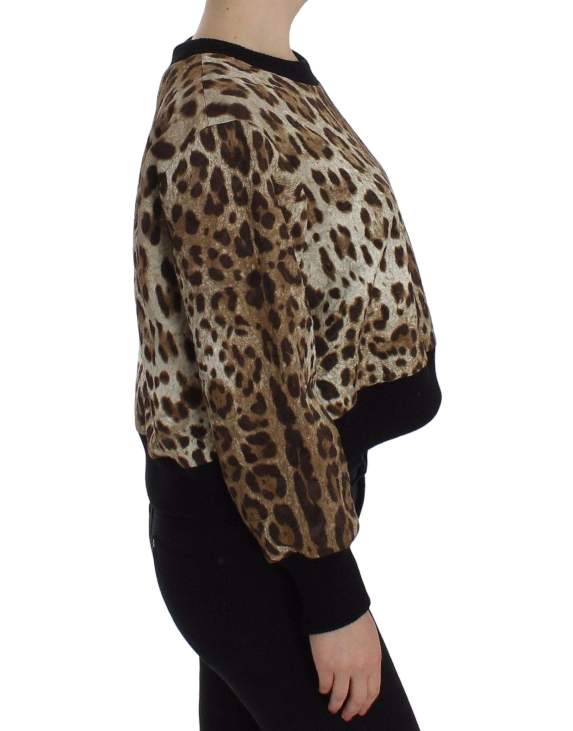 Elegant Leopard Print Short Sweater Top - ventzia
